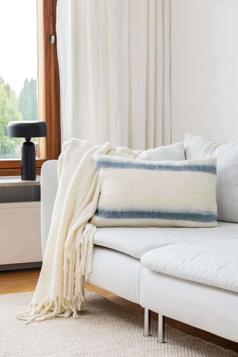 Housse de coussin en mélange de laine - Miranda (bleu)