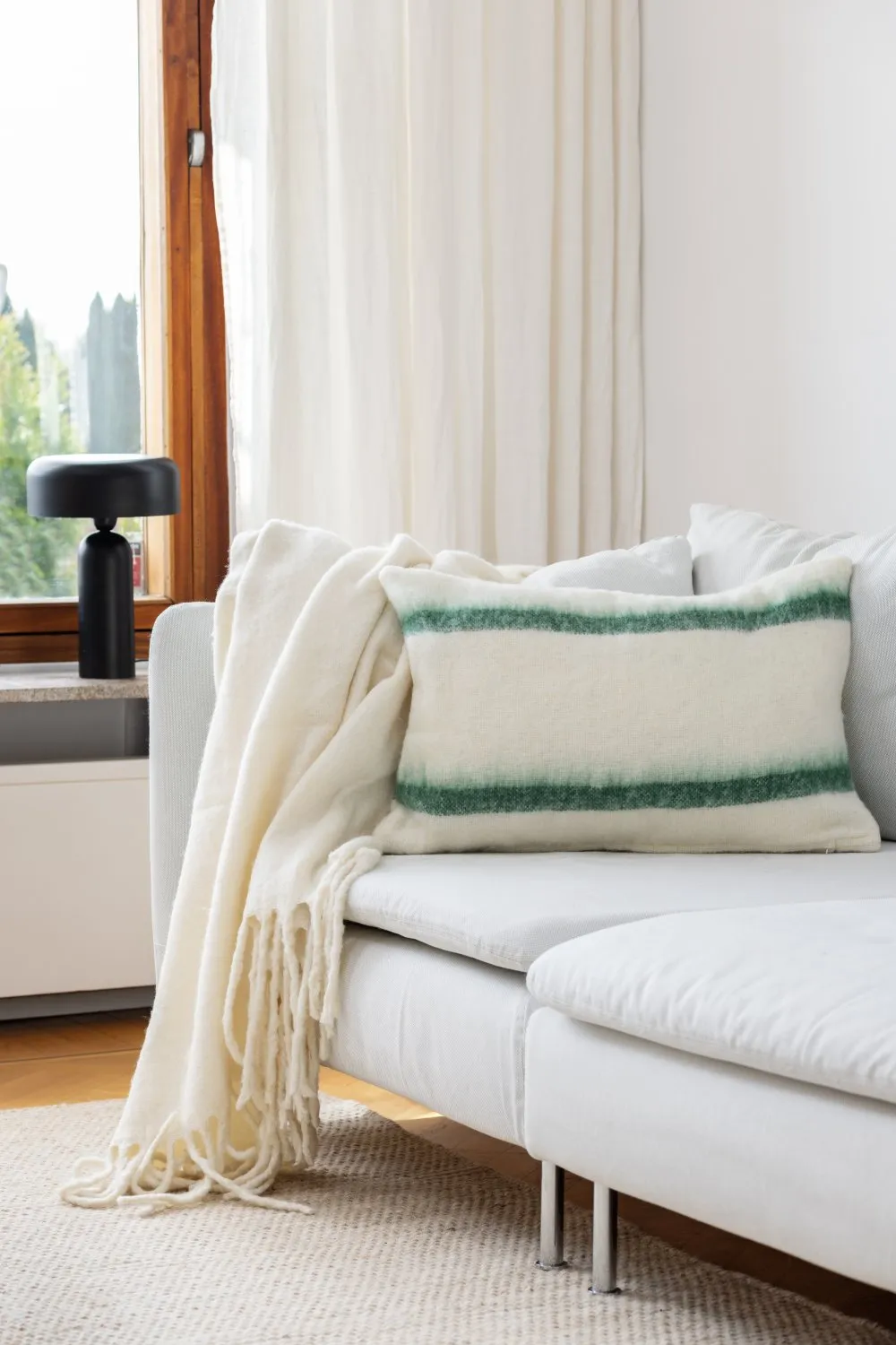 Housse de coussin en mélange de laine - Miranda (vert)