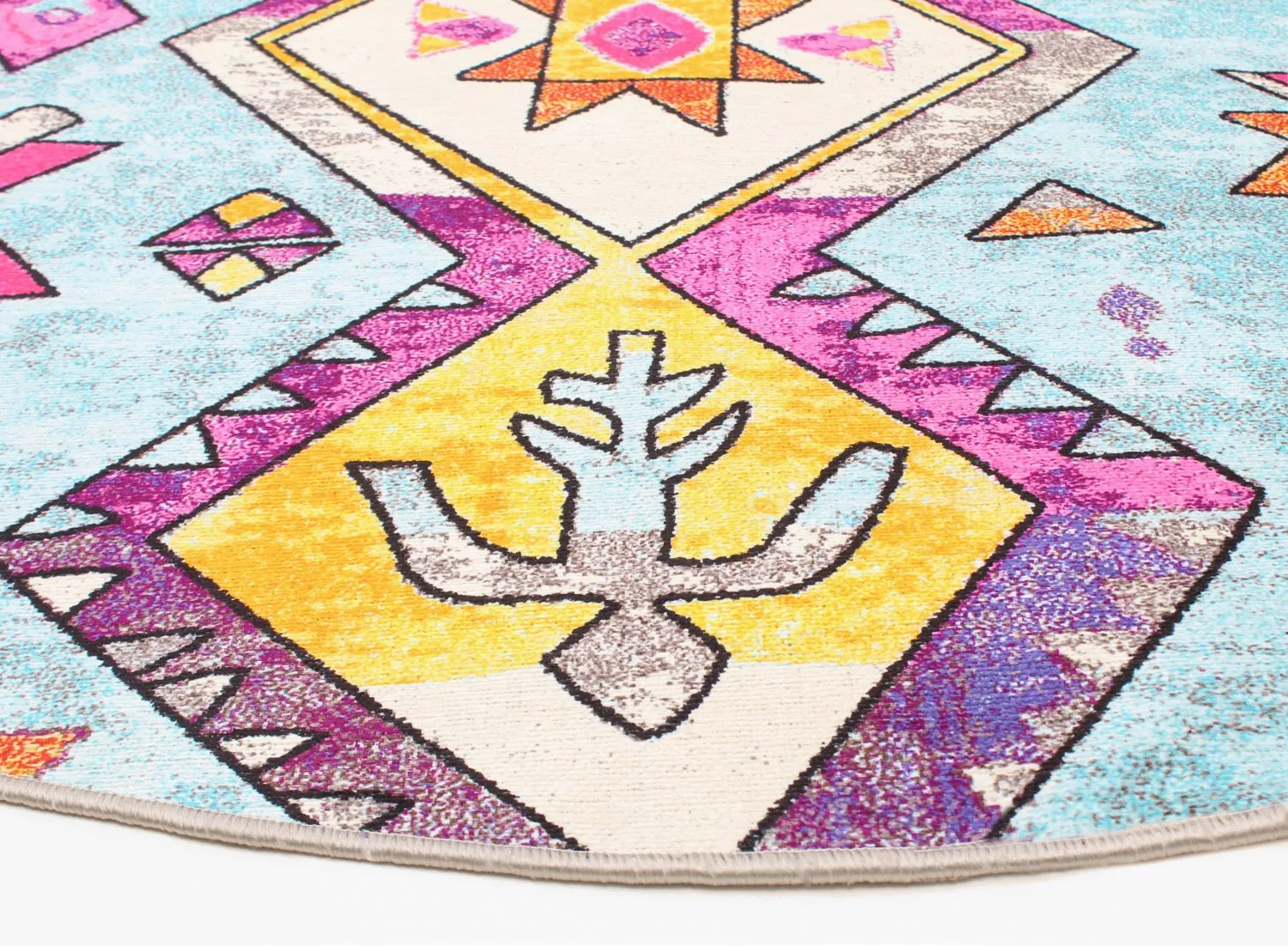 Tapis rond - Misare (bleu/multicolore)