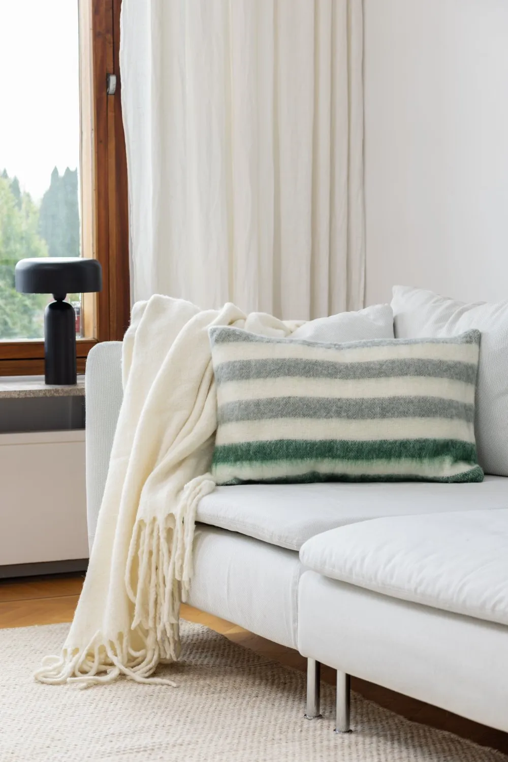 Housse de coussin en mélange de laine - Monica (vert)