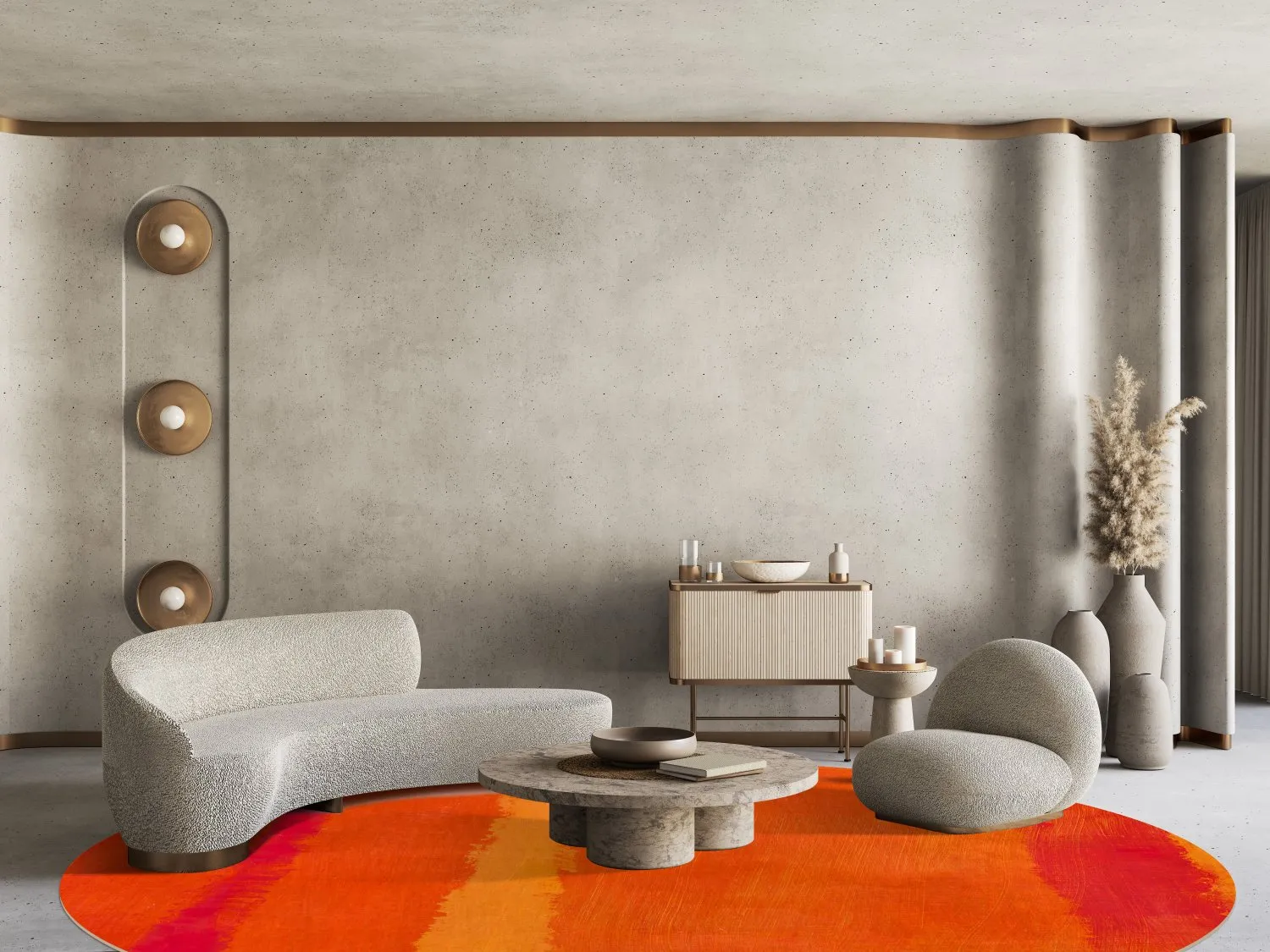Tapis rond - Asti (orange)