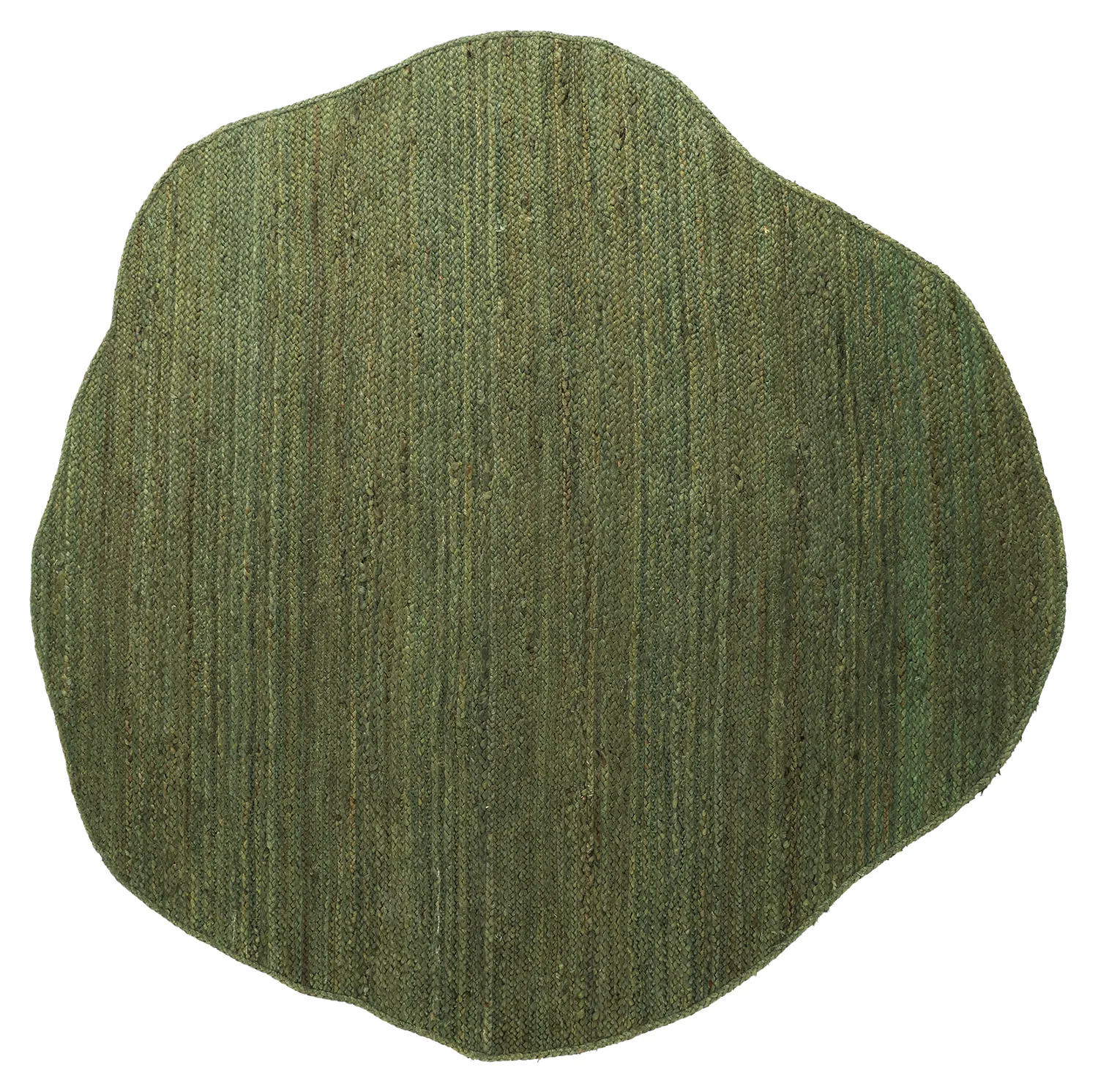 Tapis rond irrégulier en jute - San Francisco (vert militaire)