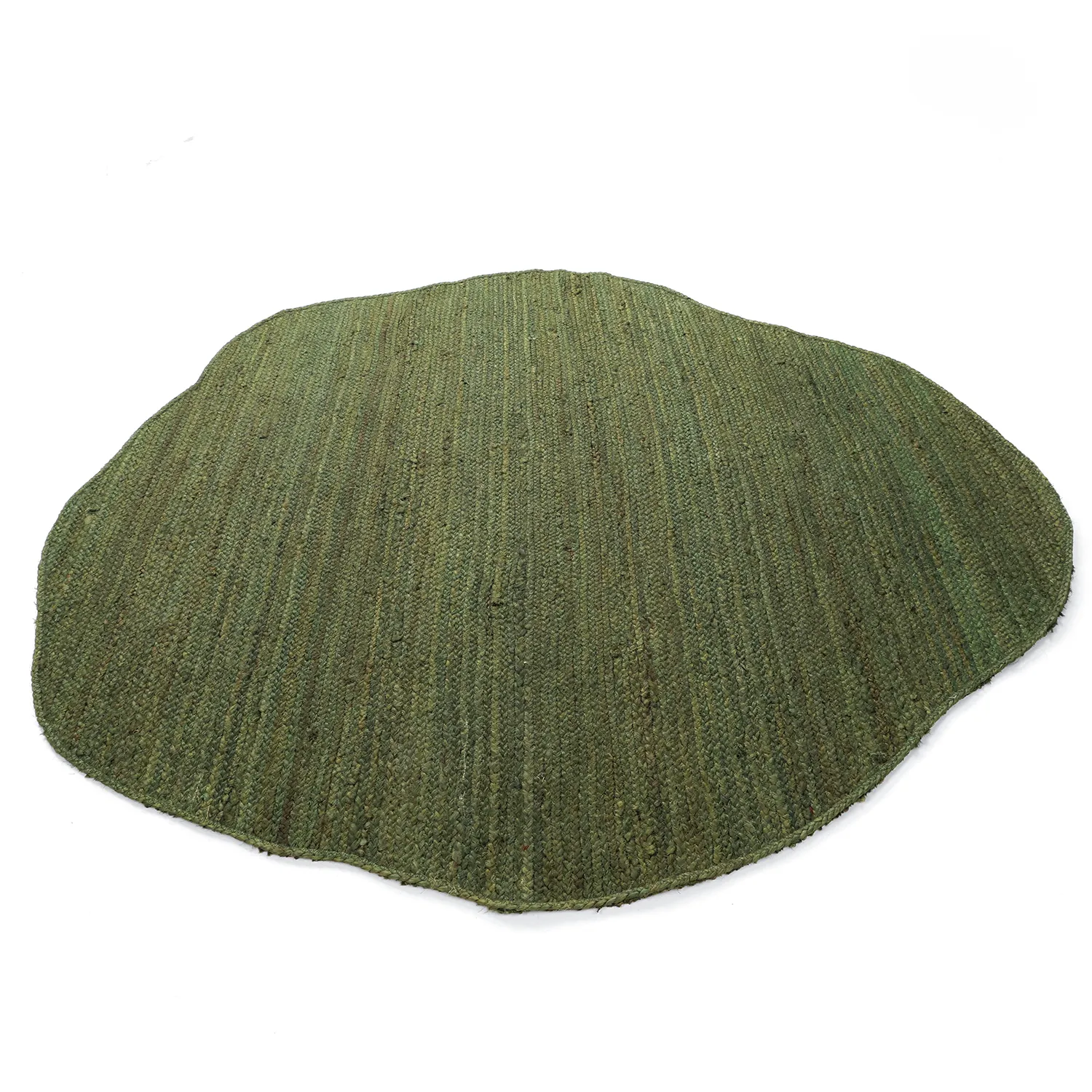 Tapis rond irrégulier en jute - San Francisco (vert militaire)