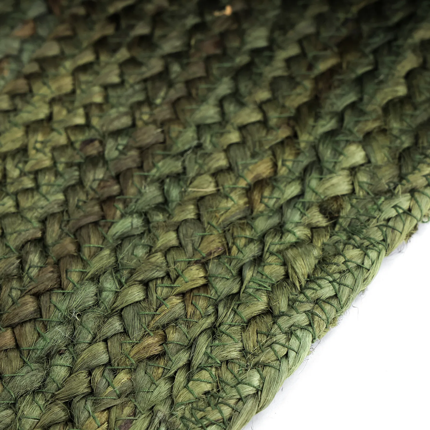 Tapis rond irrégulier en jute - San Francisco (vert militaire)