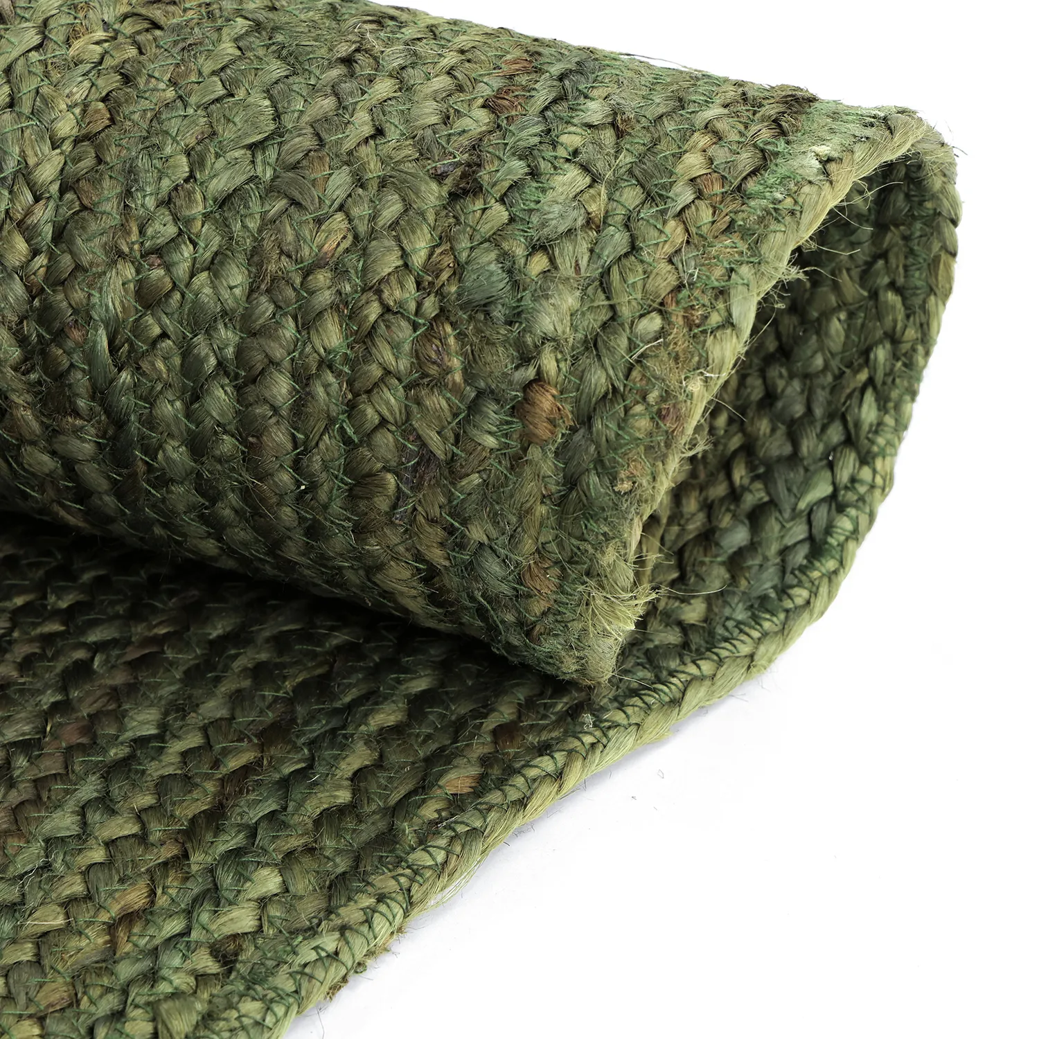 Tapis rond irrégulier en jute - San Francisco (vert militaire)