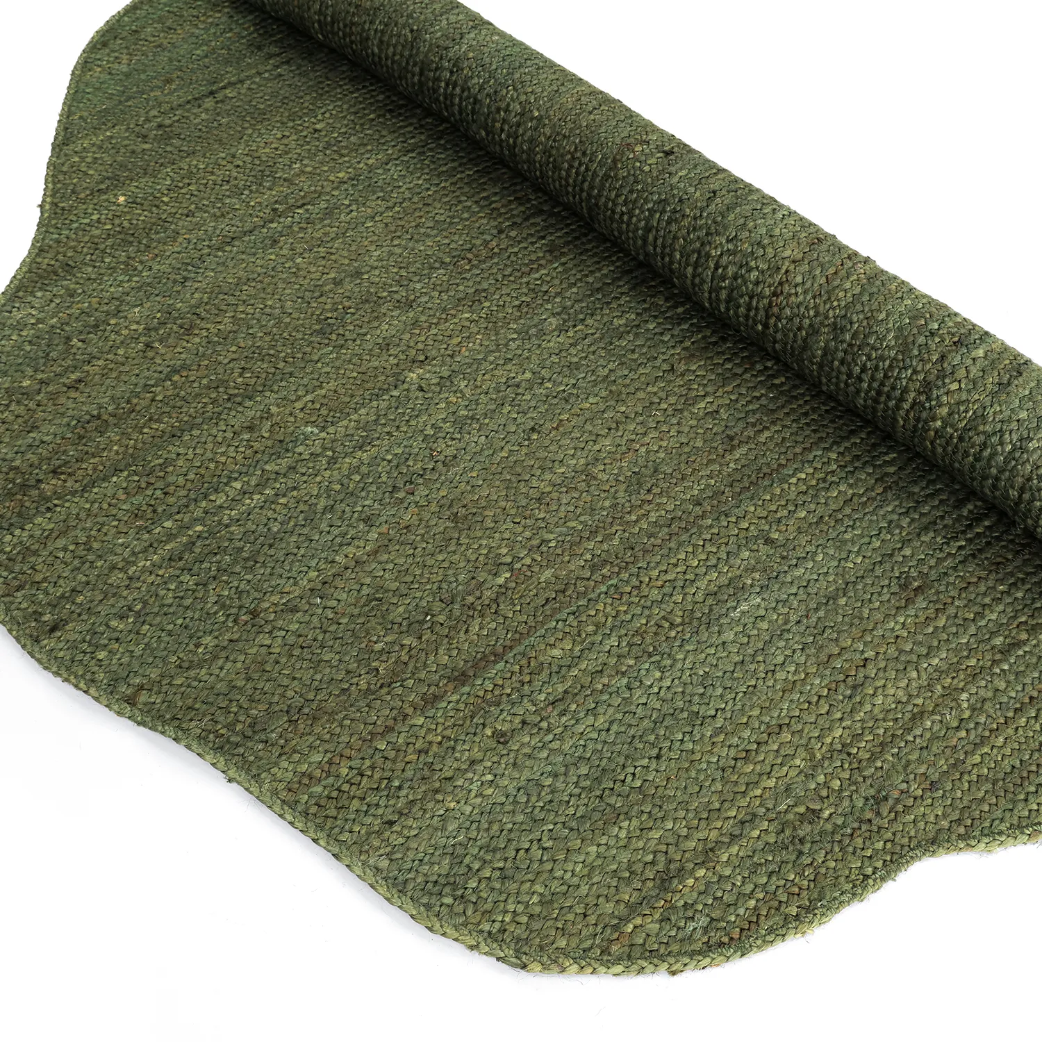 Tapis rond irrégulier en jute - San Francisco (vert militaire)