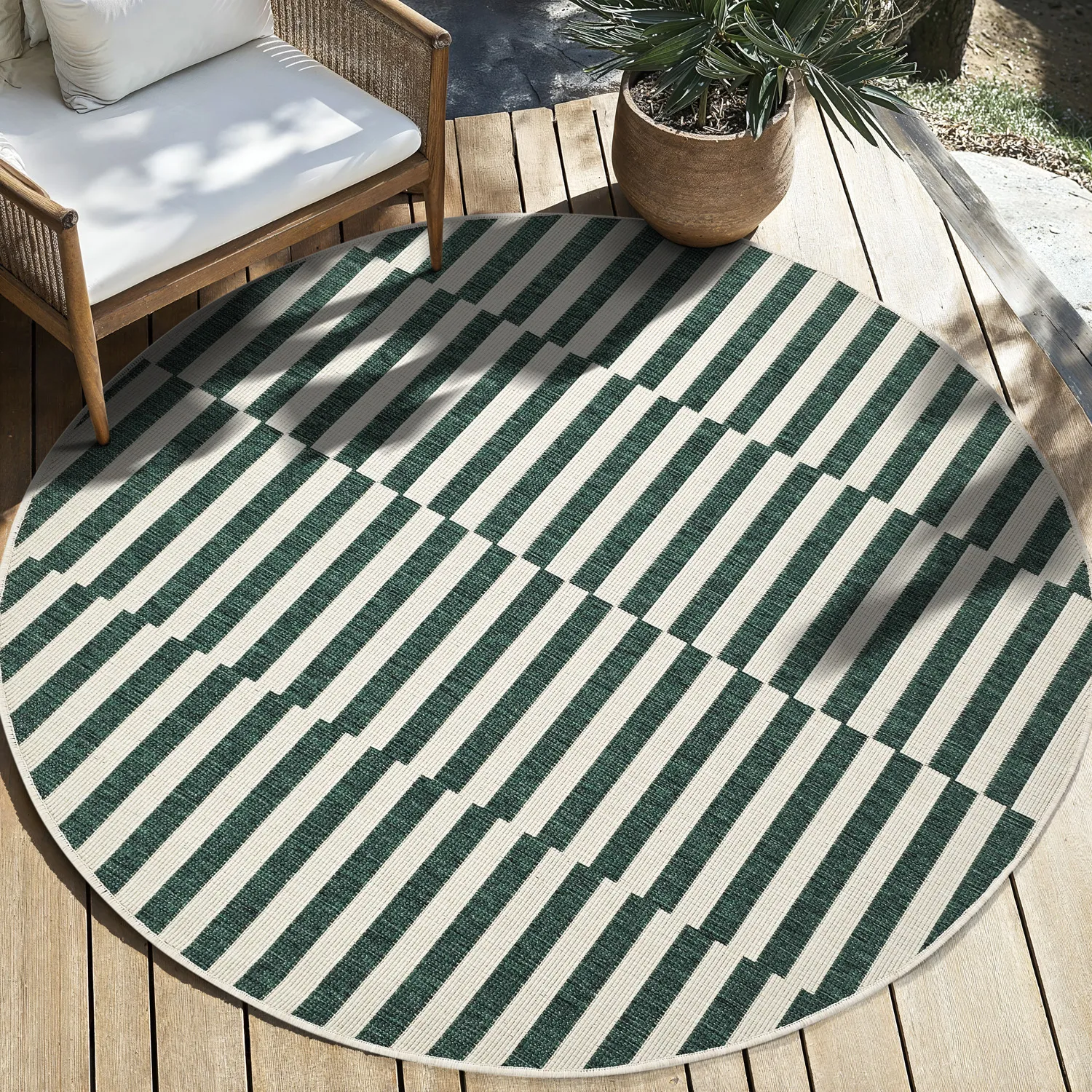 Tapis rond - Intérieur/Extérieur Otto (vert)