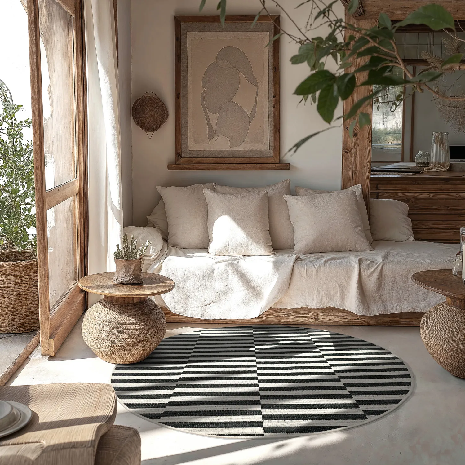 Tapis rond - Intérieur/Extérieur Otto (noir)