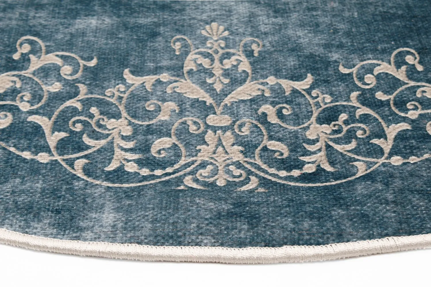 Tapis rond - Santi (bleu/beige)