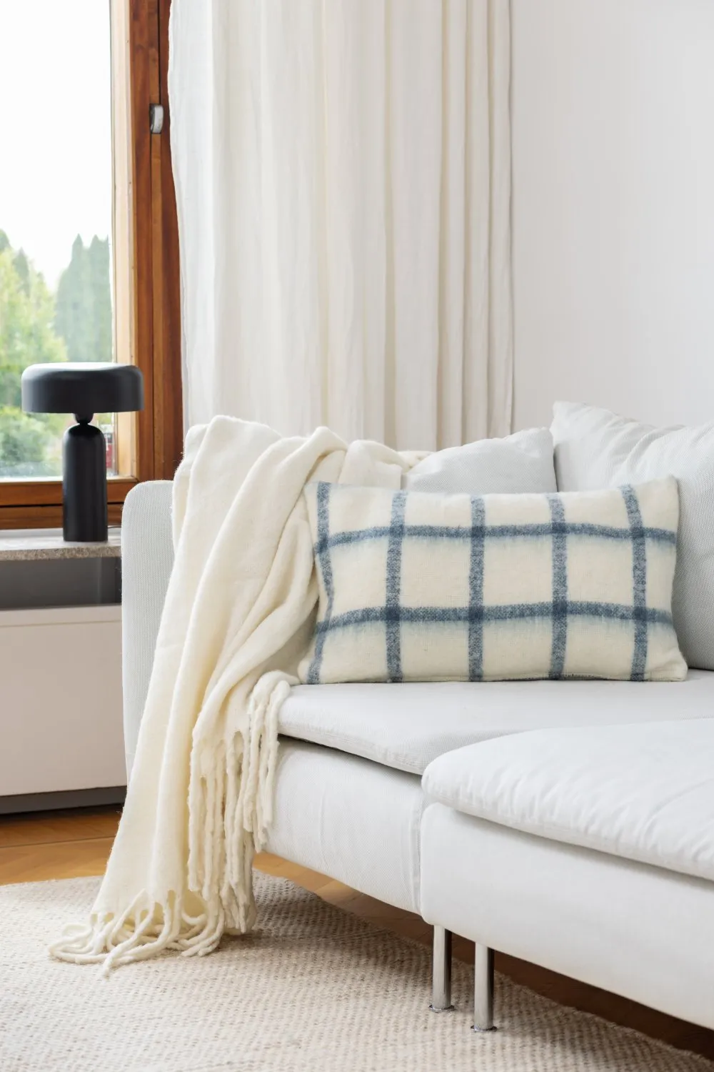 Housse de coussin en mélange de laine - Rachel (bleu)