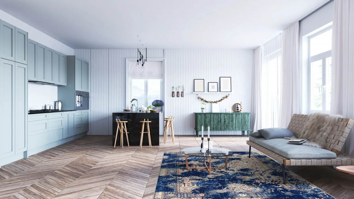 Tapis Wilton - Temima (bleu)