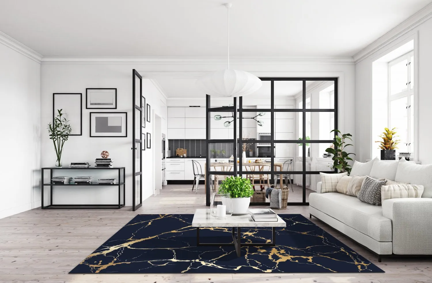 Tapis Wilton - Cesina (noir/doré)