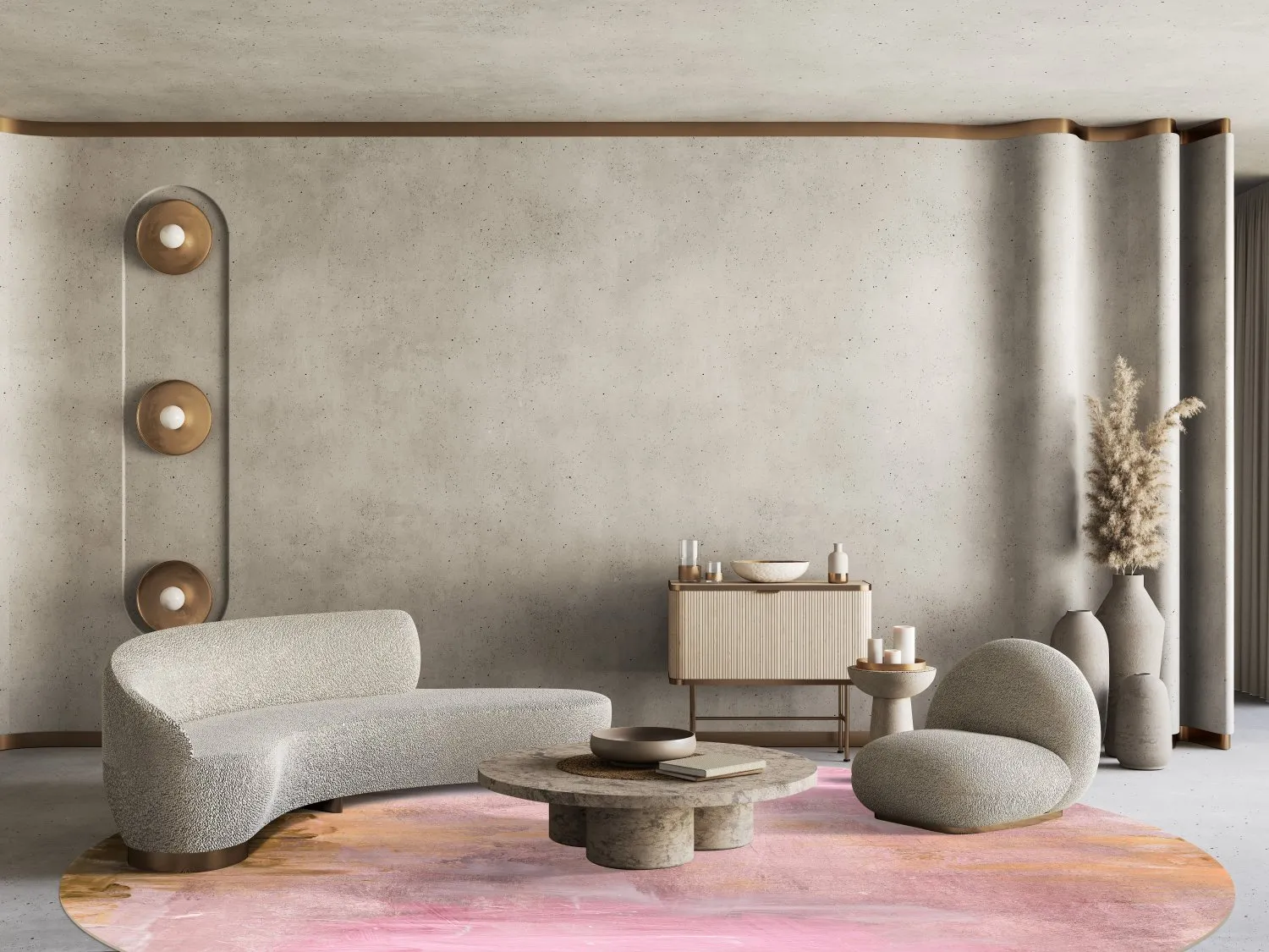 Tapis rond - Bonn (rose)