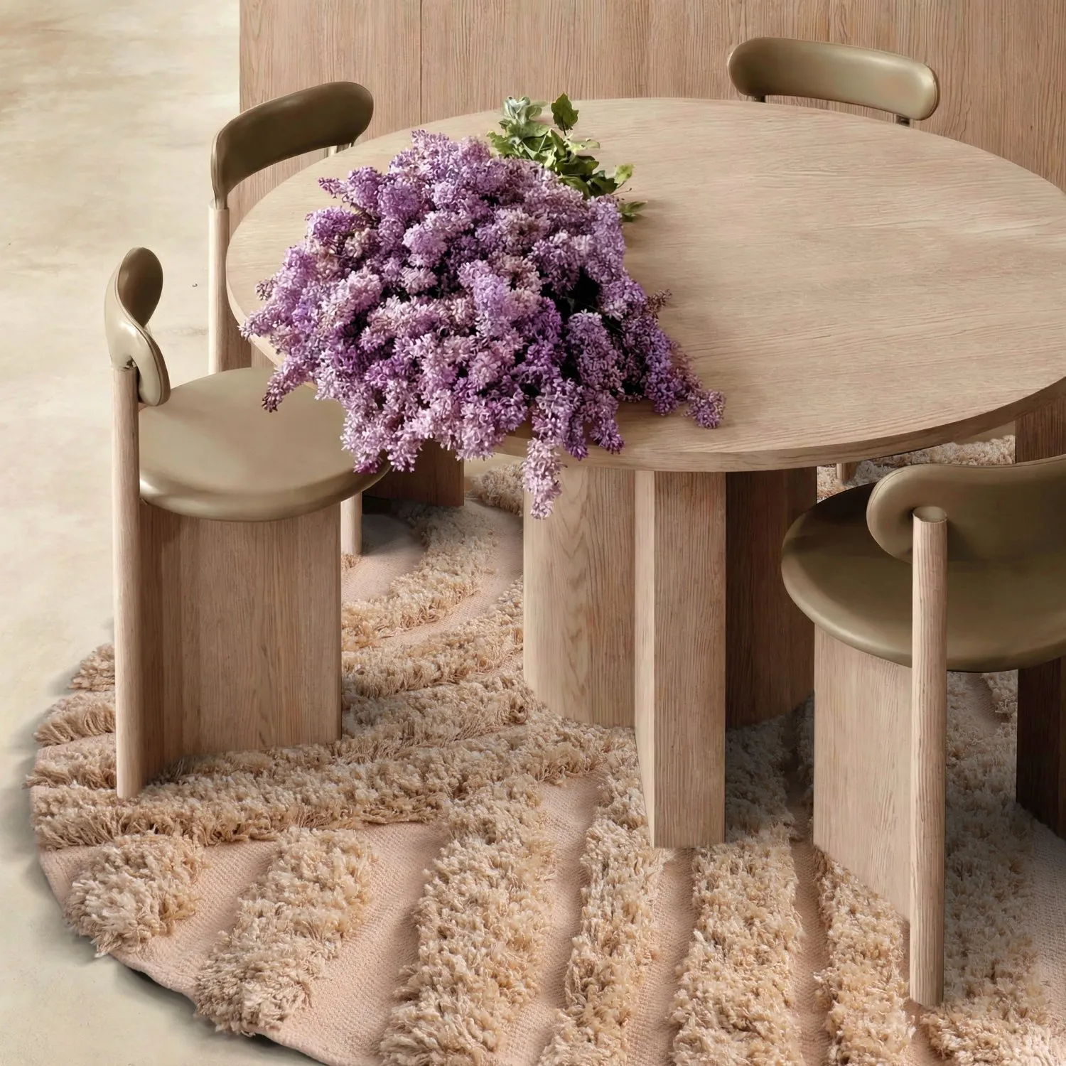 Tapis rond - Cazorla Natural Cotton Shaggy (beige)