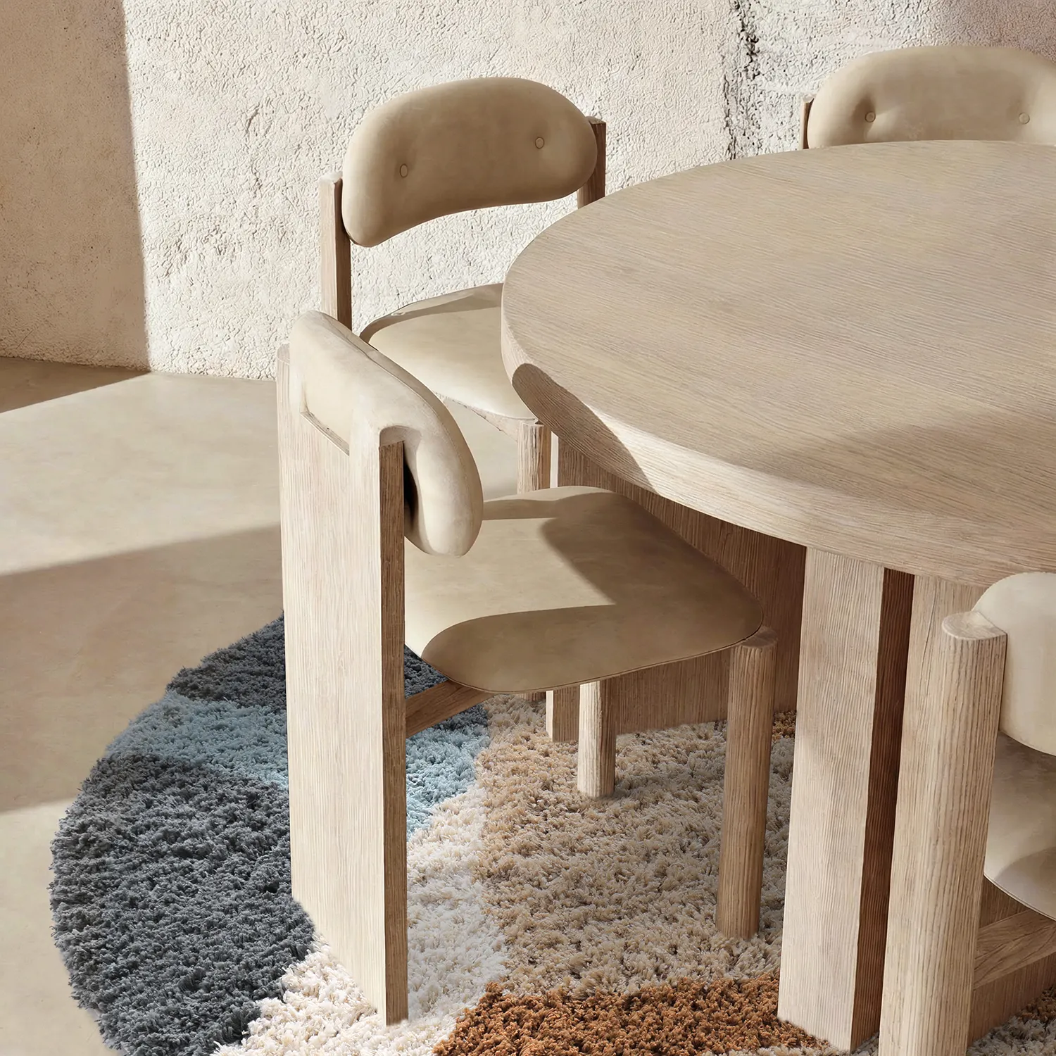 Tapis rond - Cefalu Natural Cotton Shaggy (multicolore)