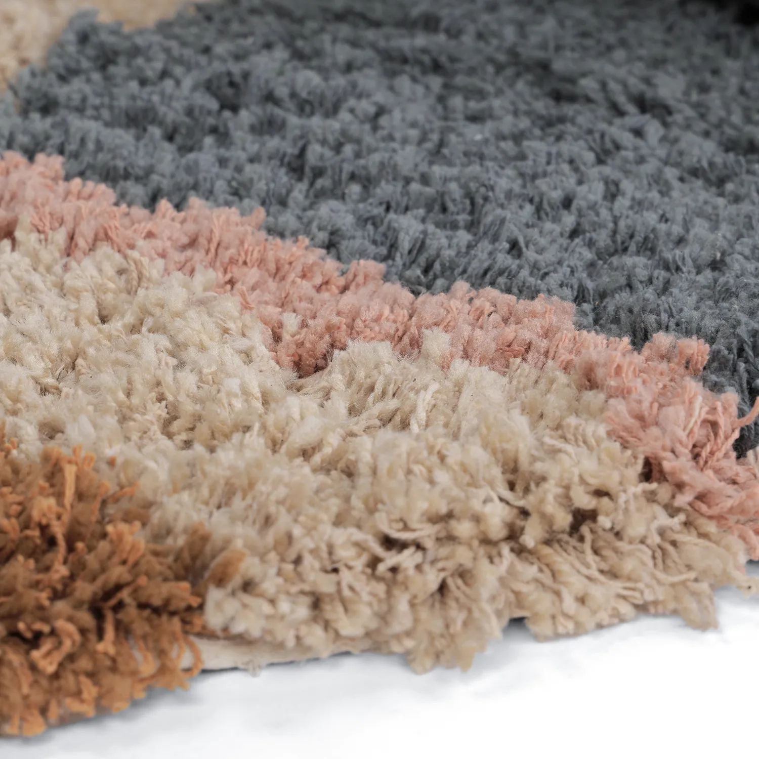 Tapis rond - Cefalu Natural Cotton Shaggy (multicolore)