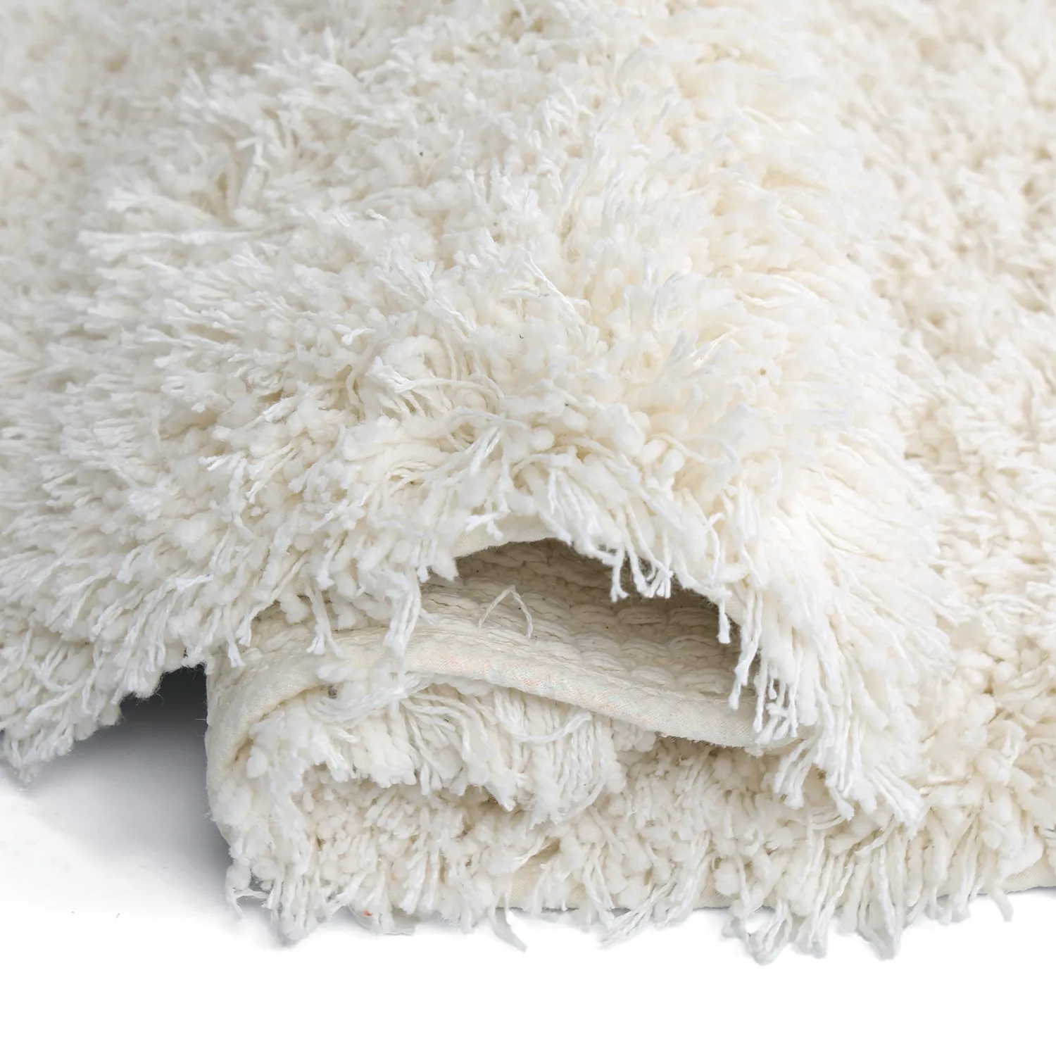 Tapis rond - Lindos Natural Cotton Shaggy (blanc)