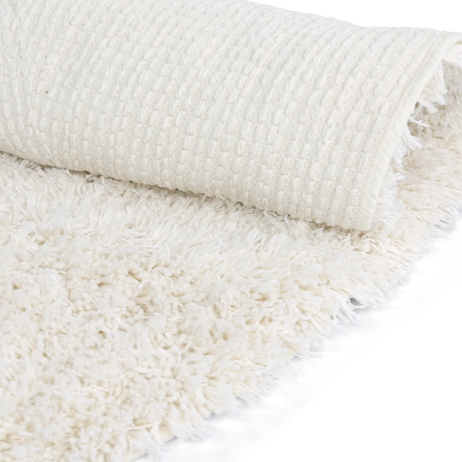Tapis rond - Lindos Natural Cotton Shaggy (blanc)