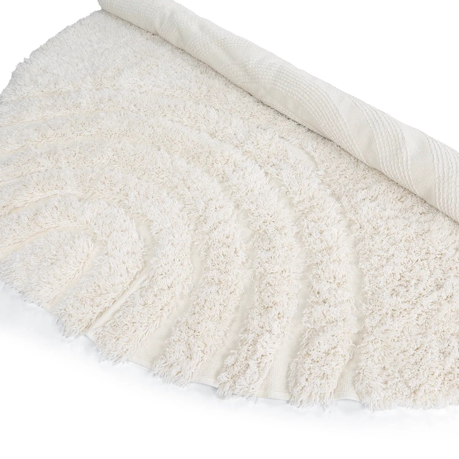 Tapis rond - Lindos Natural Cotton Shaggy (blanc)