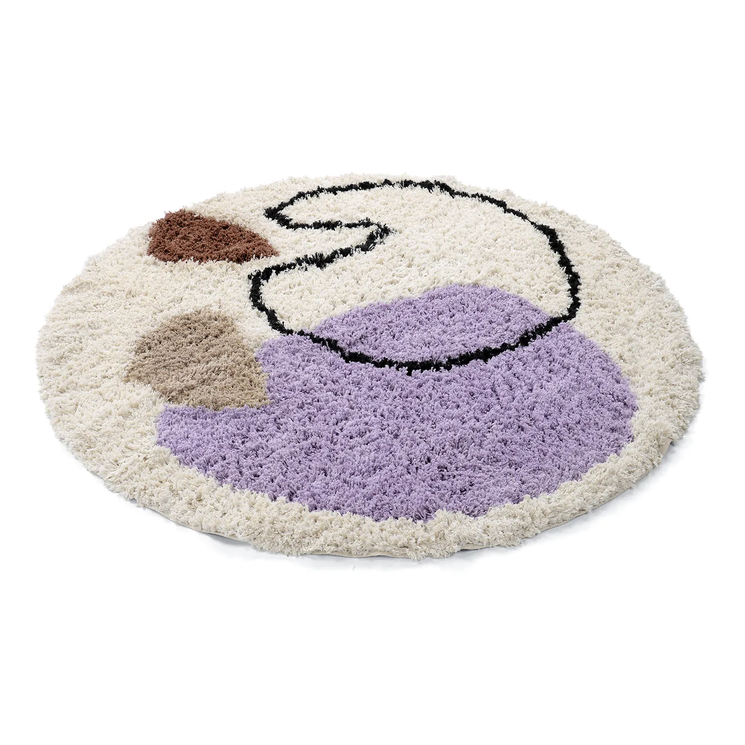 Tapis rond - Naousa Natural Cotton Shaggy (multicolore)