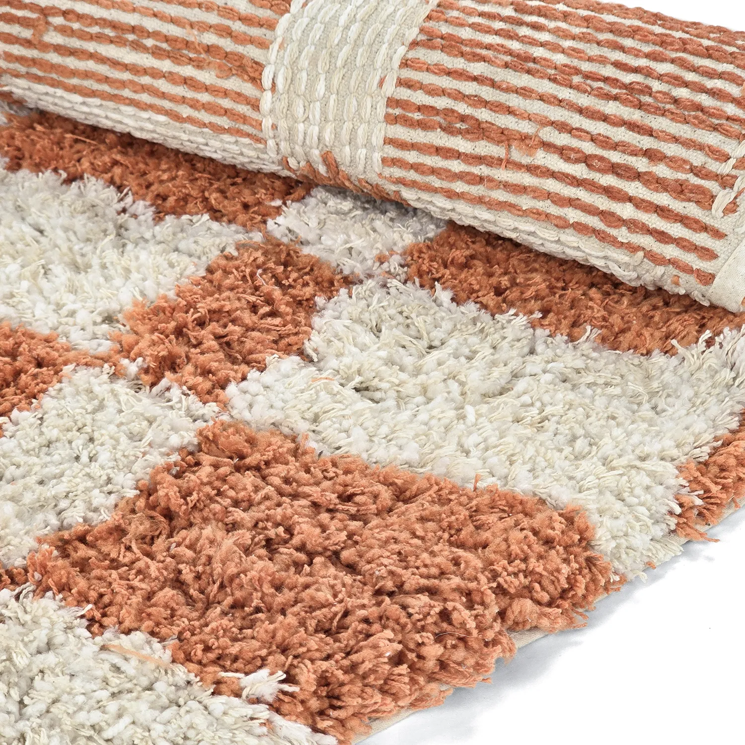 Tapis rond - Atrani Natural Cotton Shaggy (orange)