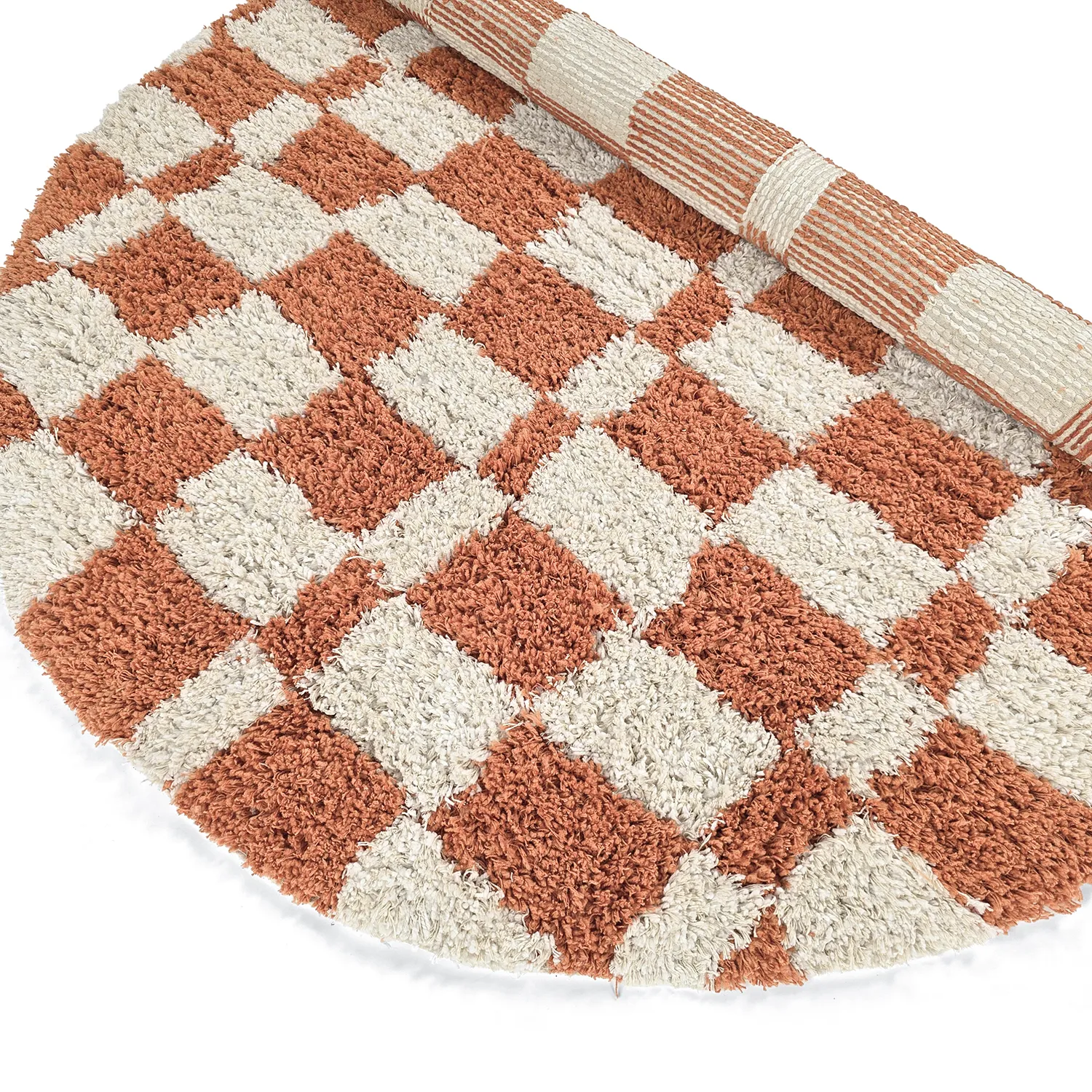 Tapis rond - Atrani Natural Cotton Shaggy (orange)