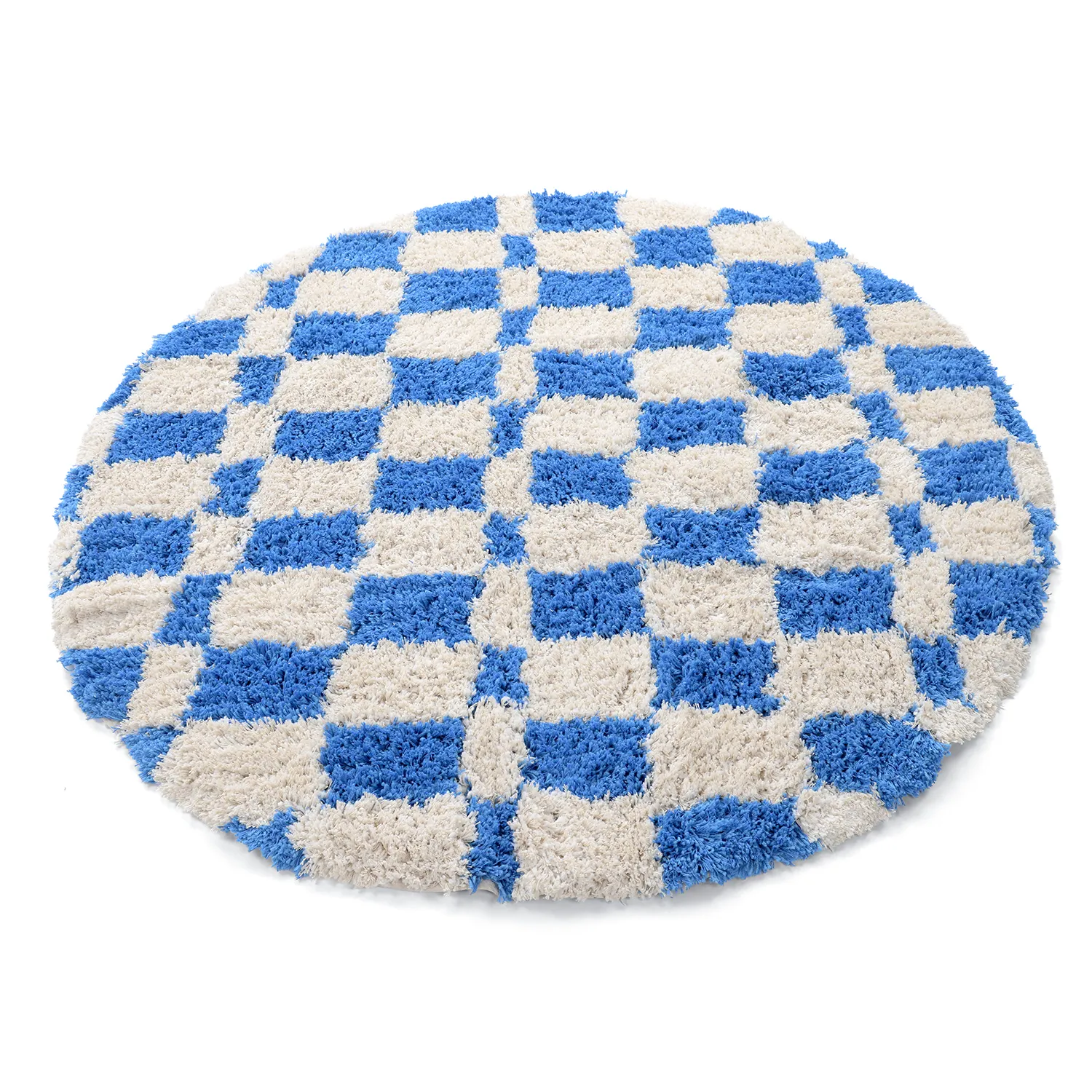 Tapis rond - Atrani Natural Cotton Shaggy (bleu)