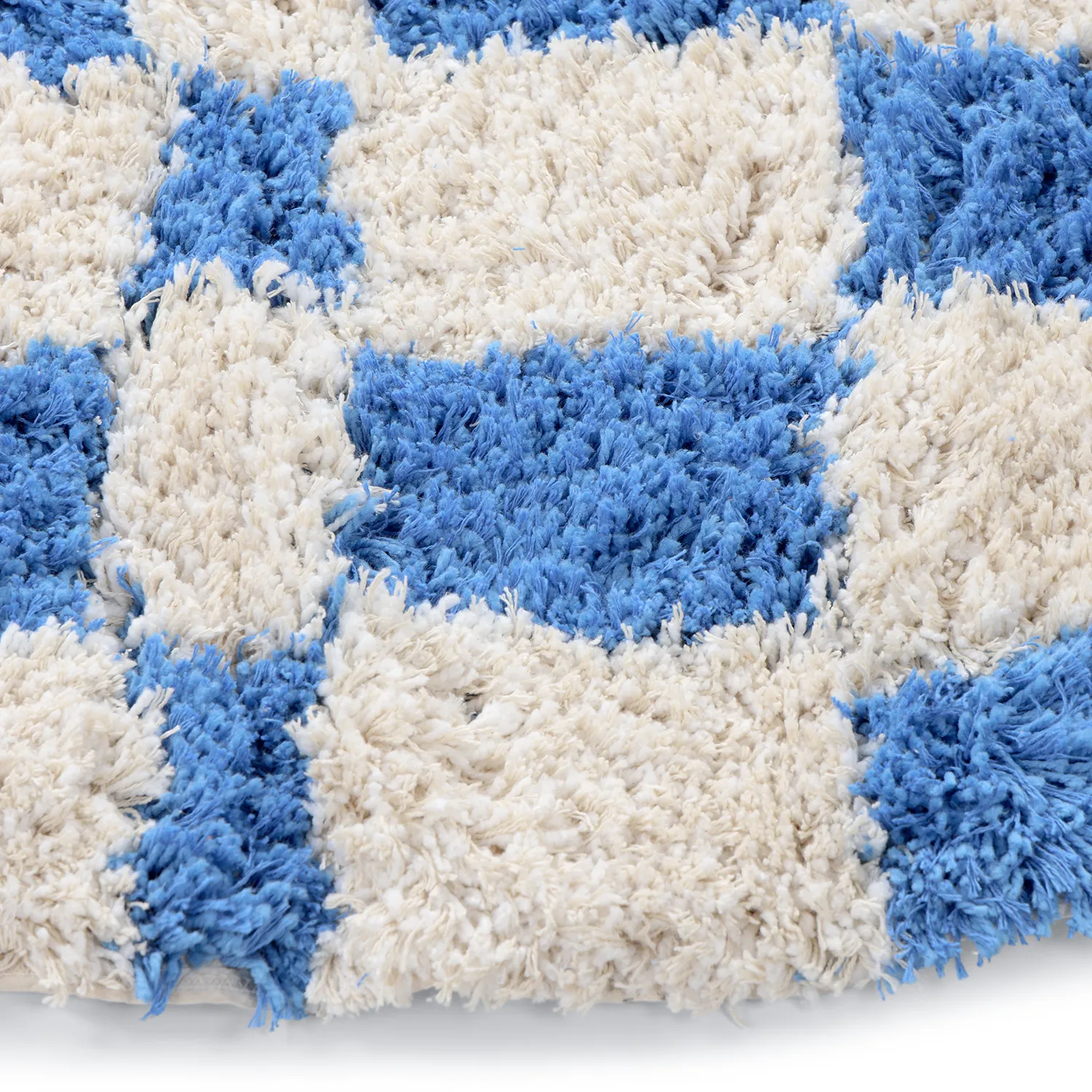 Tapis rond - Atrani Natural Cotton Shaggy (bleu)