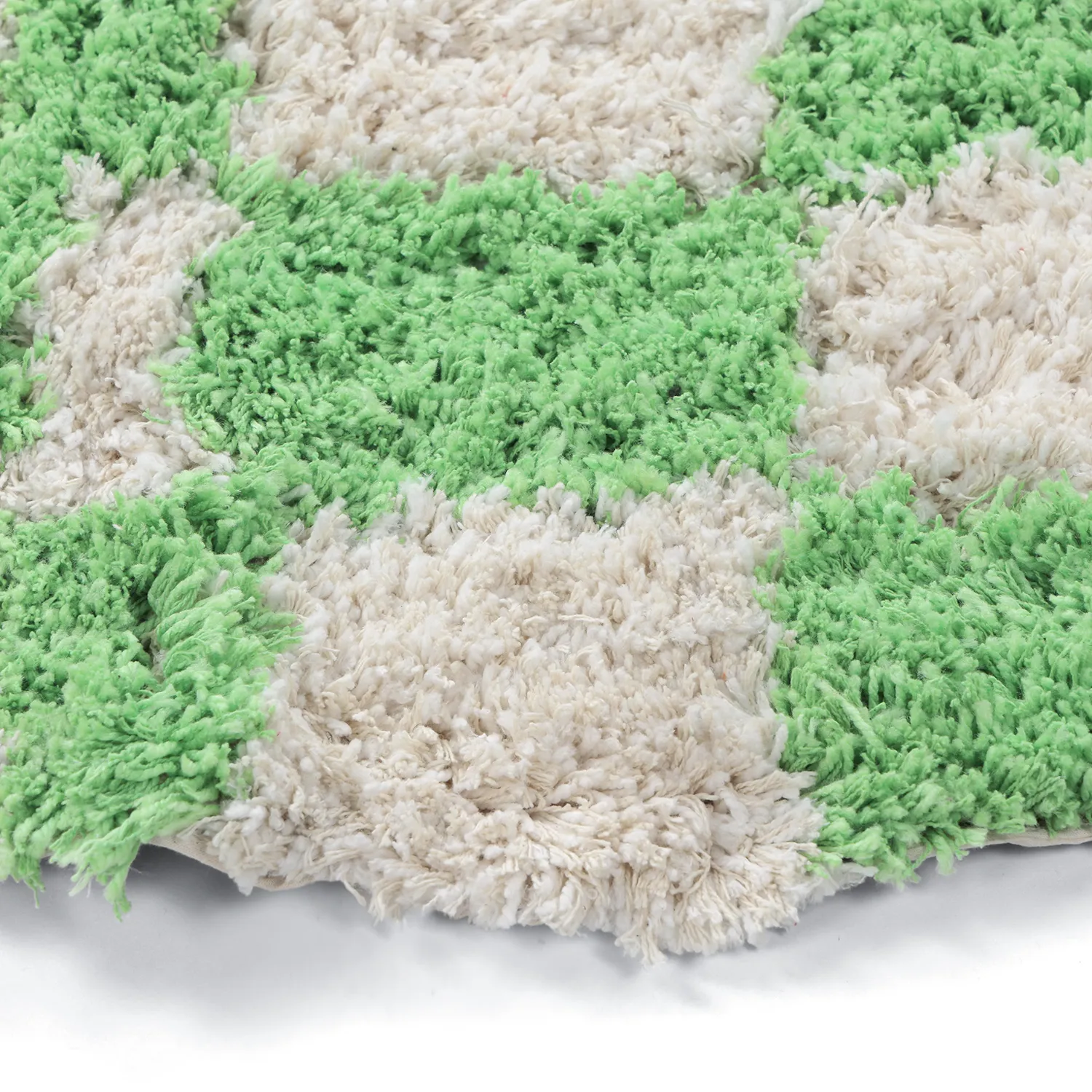 Tapis rond - Atrani Natural Cotton Shaggy (vert)