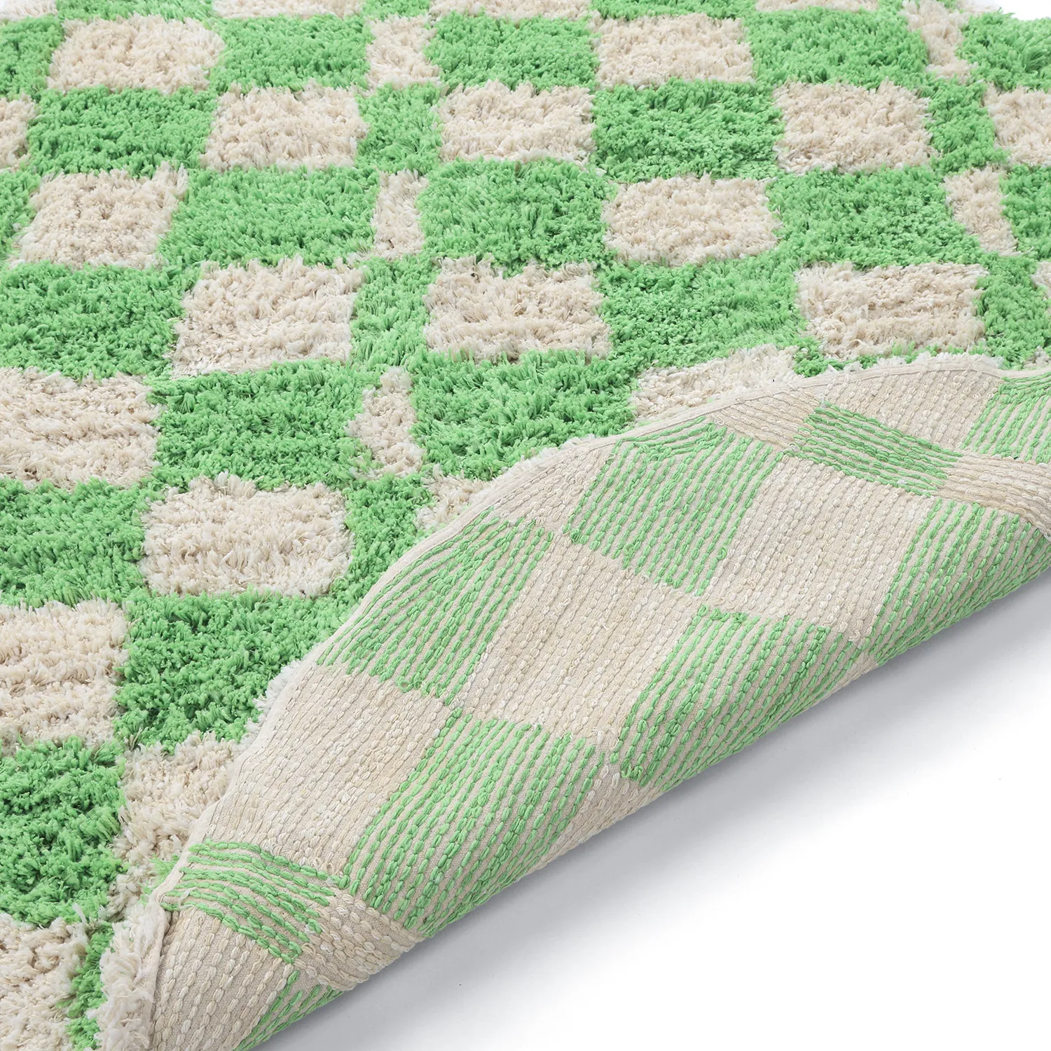 Tapis rond - Atrani Natural Cotton Shaggy (vert)