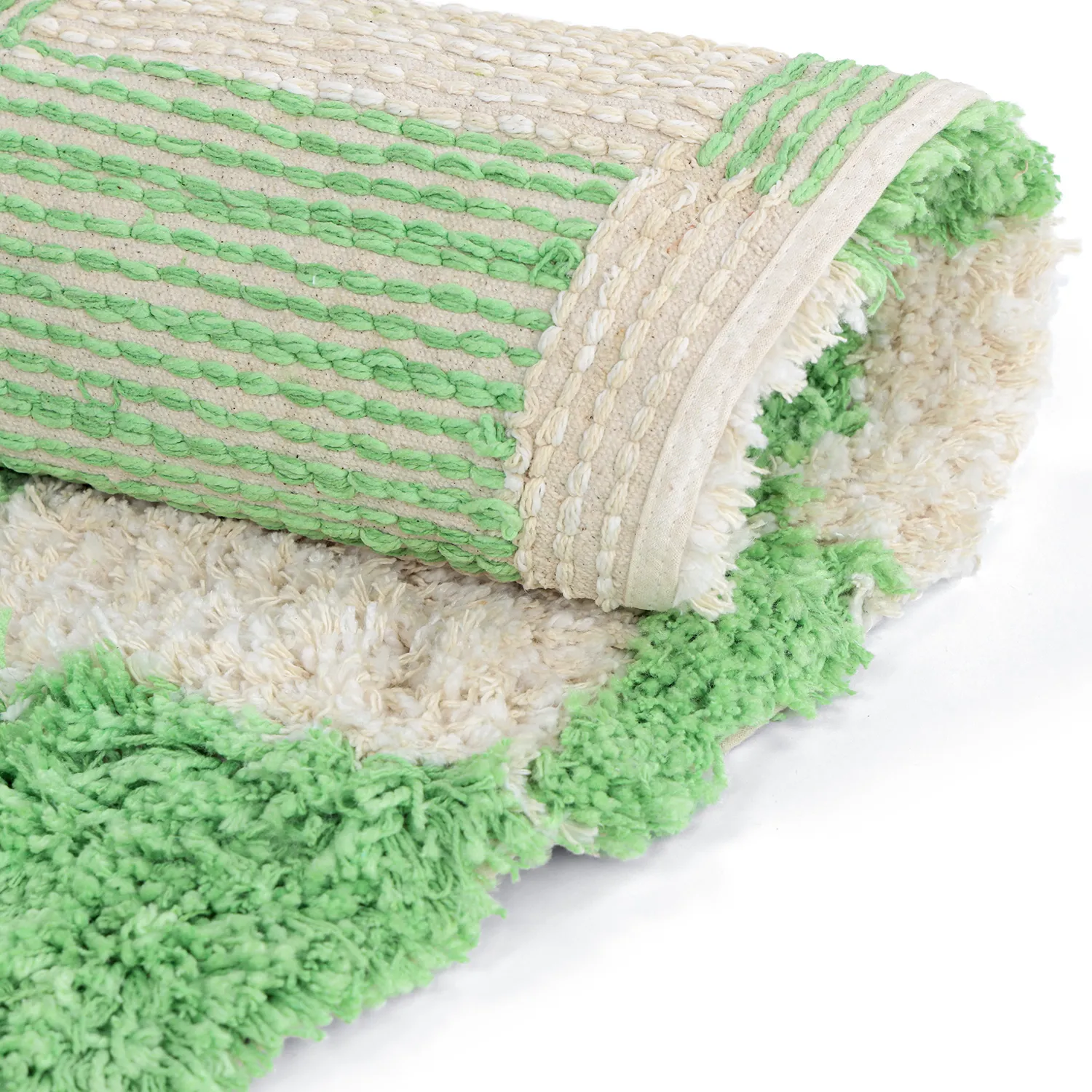 Tapis rond - Atrani Natural Cotton Shaggy (vert)