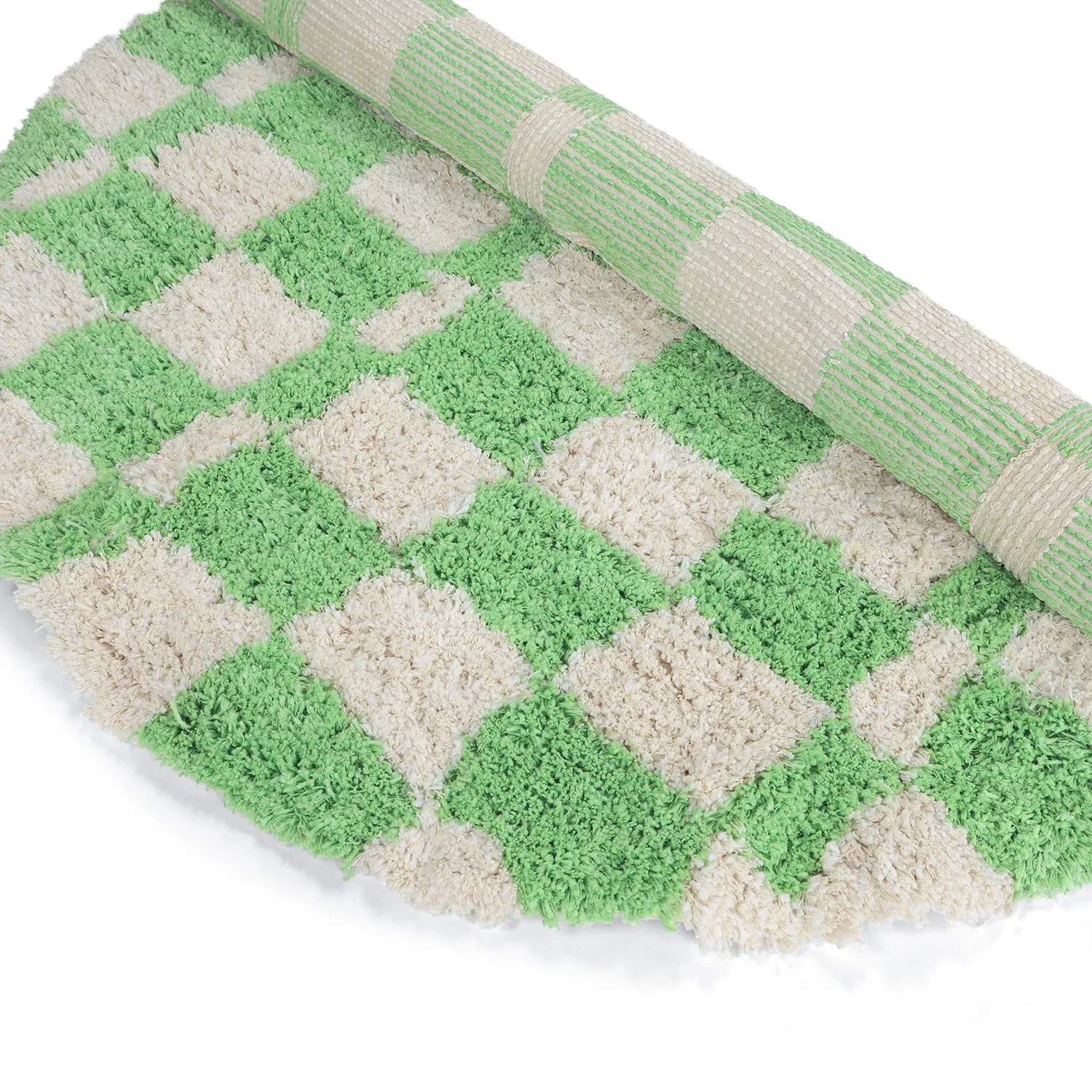 Tapis rond - Atrani Natural Cotton Shaggy (vert)
