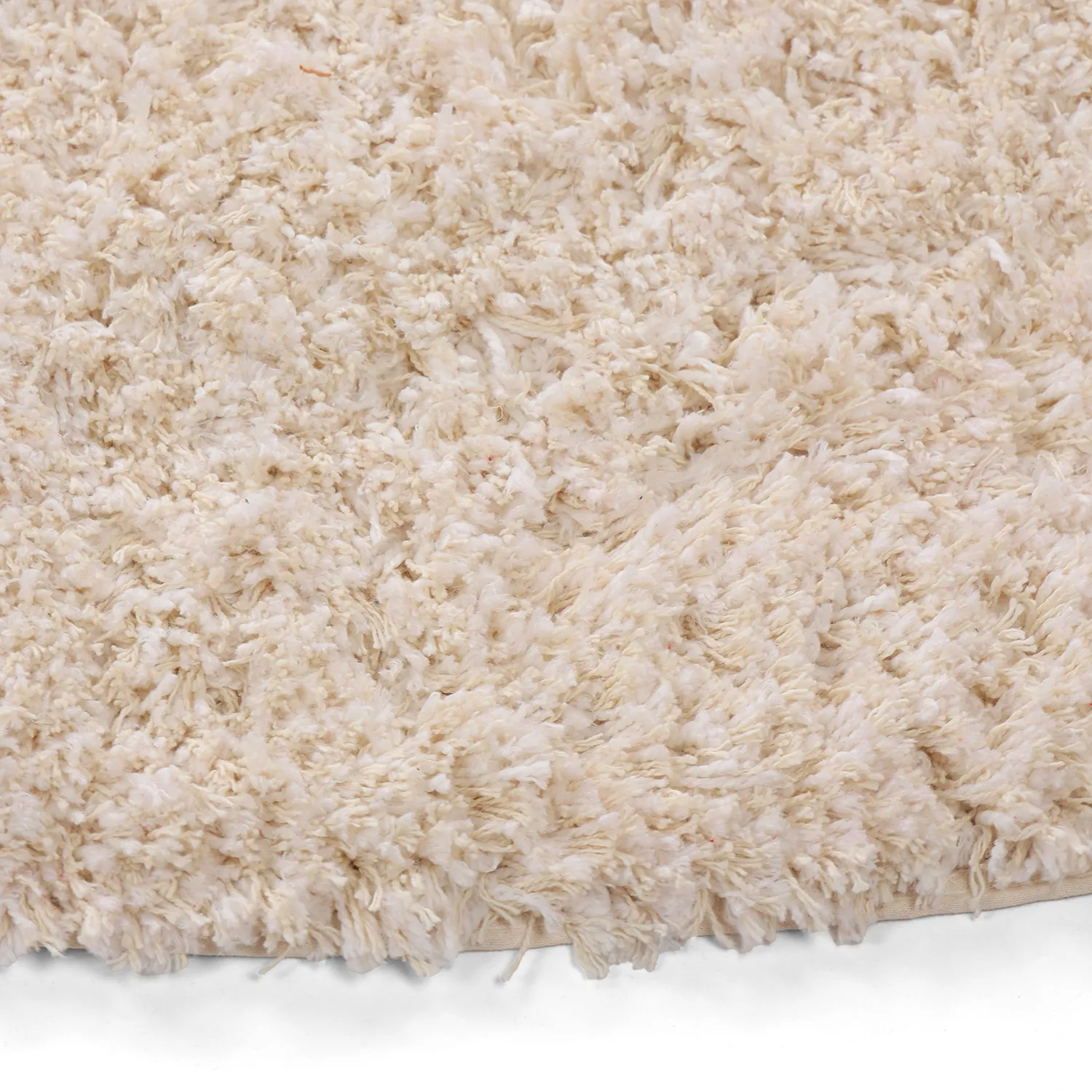 Tapis rond - Begur Natural Cotton Shaggy (blanc cassé/bordeaux)