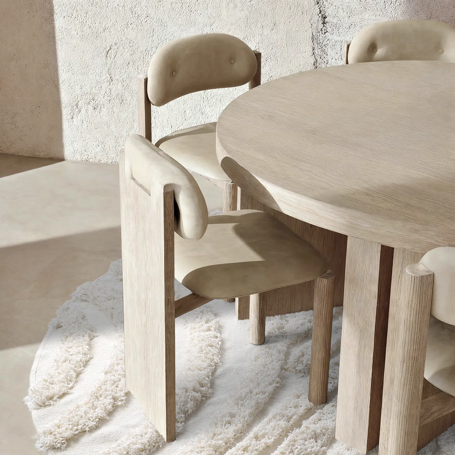 Tapis rond - Cazorla Natural Cotton Shaggy (blanc cassé)