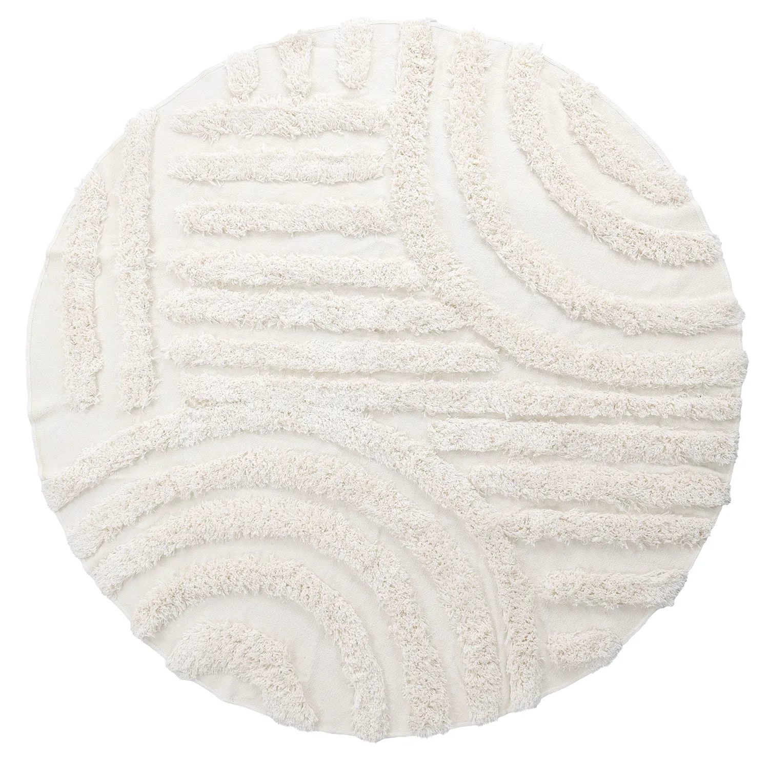 Tapis rond - Cazorla Natural Cotton Shaggy (blanc cassé)