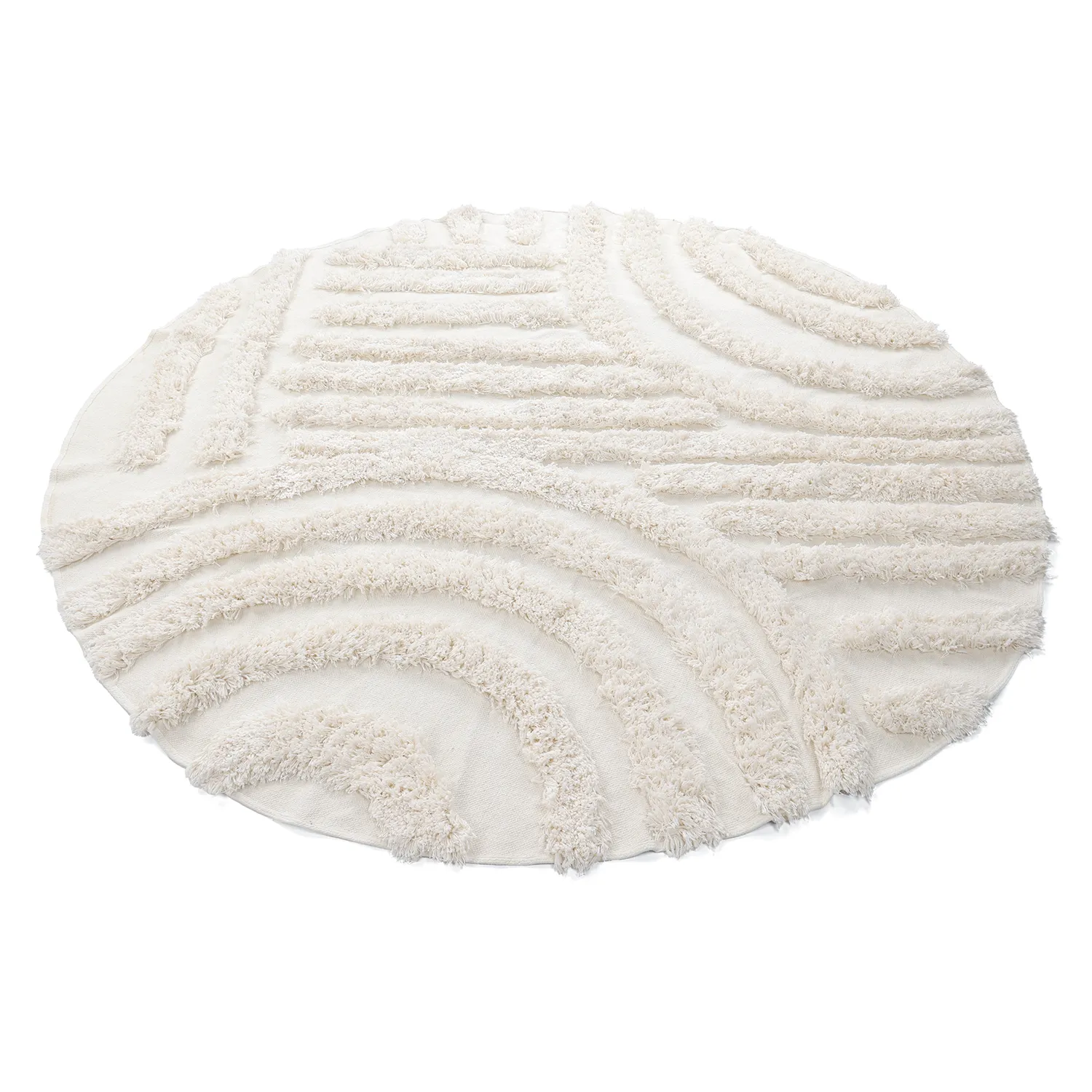 Tapis rond - Cazorla Natural Cotton Shaggy (blanc cassé)