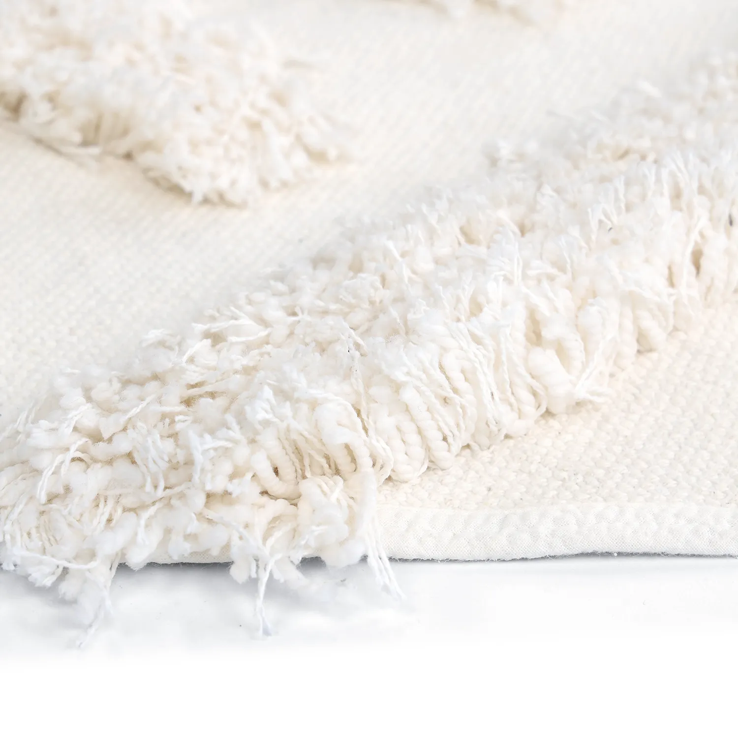 Tapis rond - Cazorla Natural Cotton Shaggy (blanc cassé)