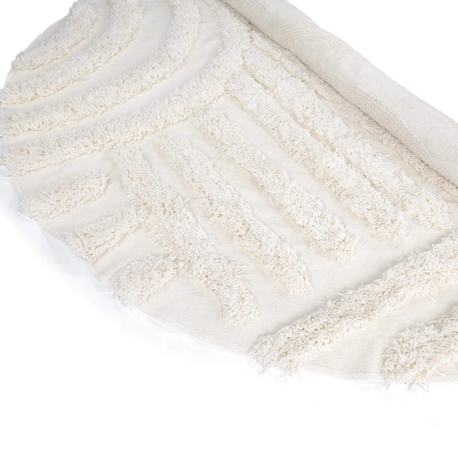 Tapis rond - Cazorla Natural Cotton Shaggy (blanc cassé)