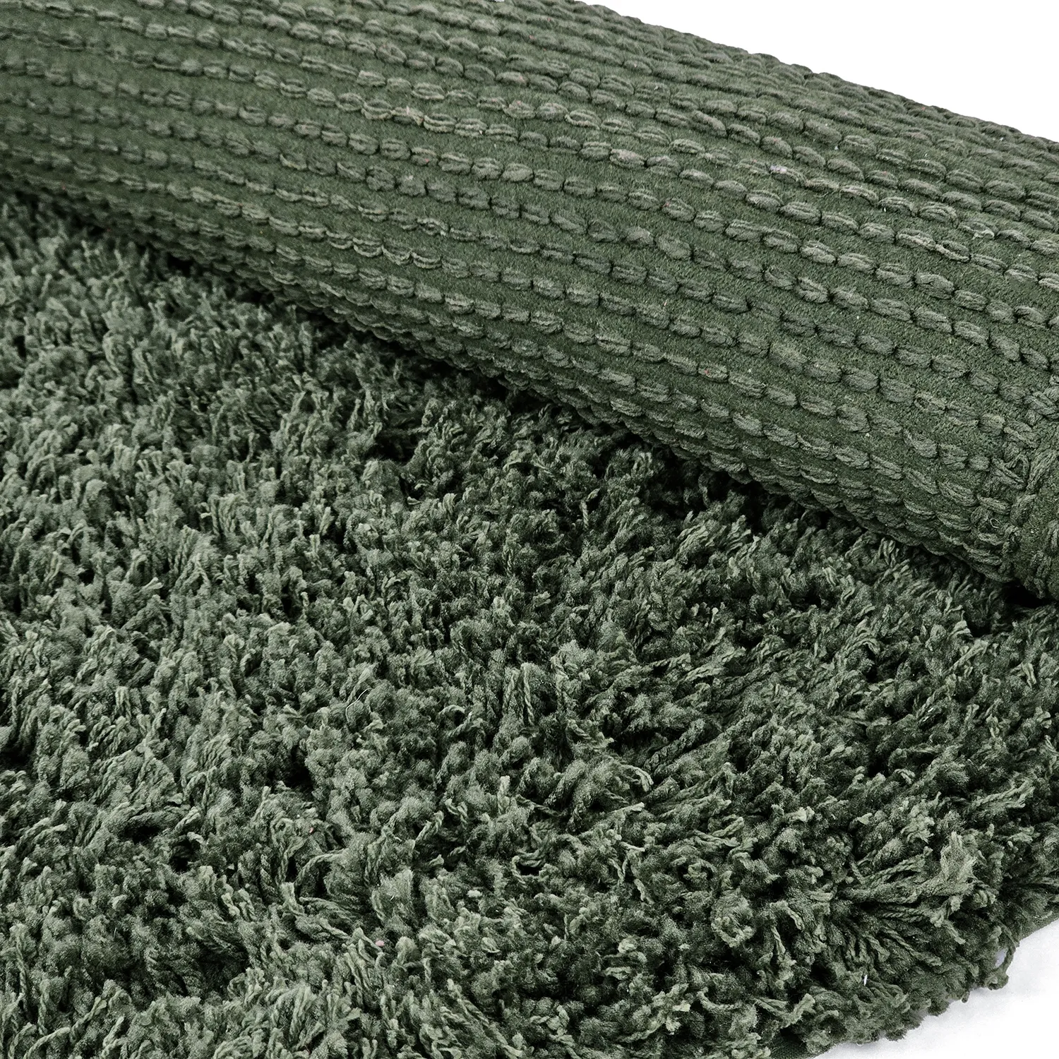 Tapis rond - Combarro Solid Cotton Shaggy (vert)