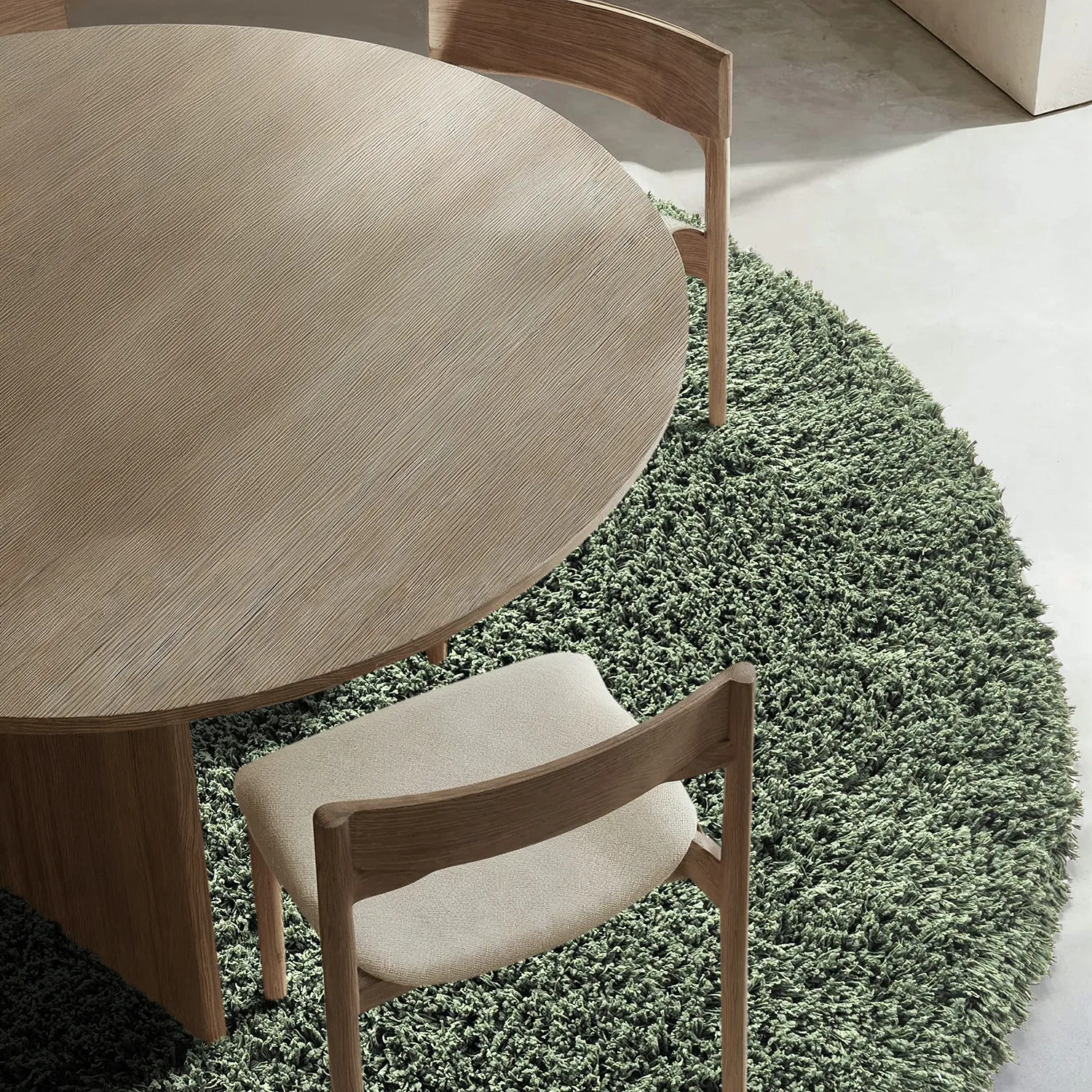 Tapis rond - Combarro Solid Cotton Shaggy (vert)