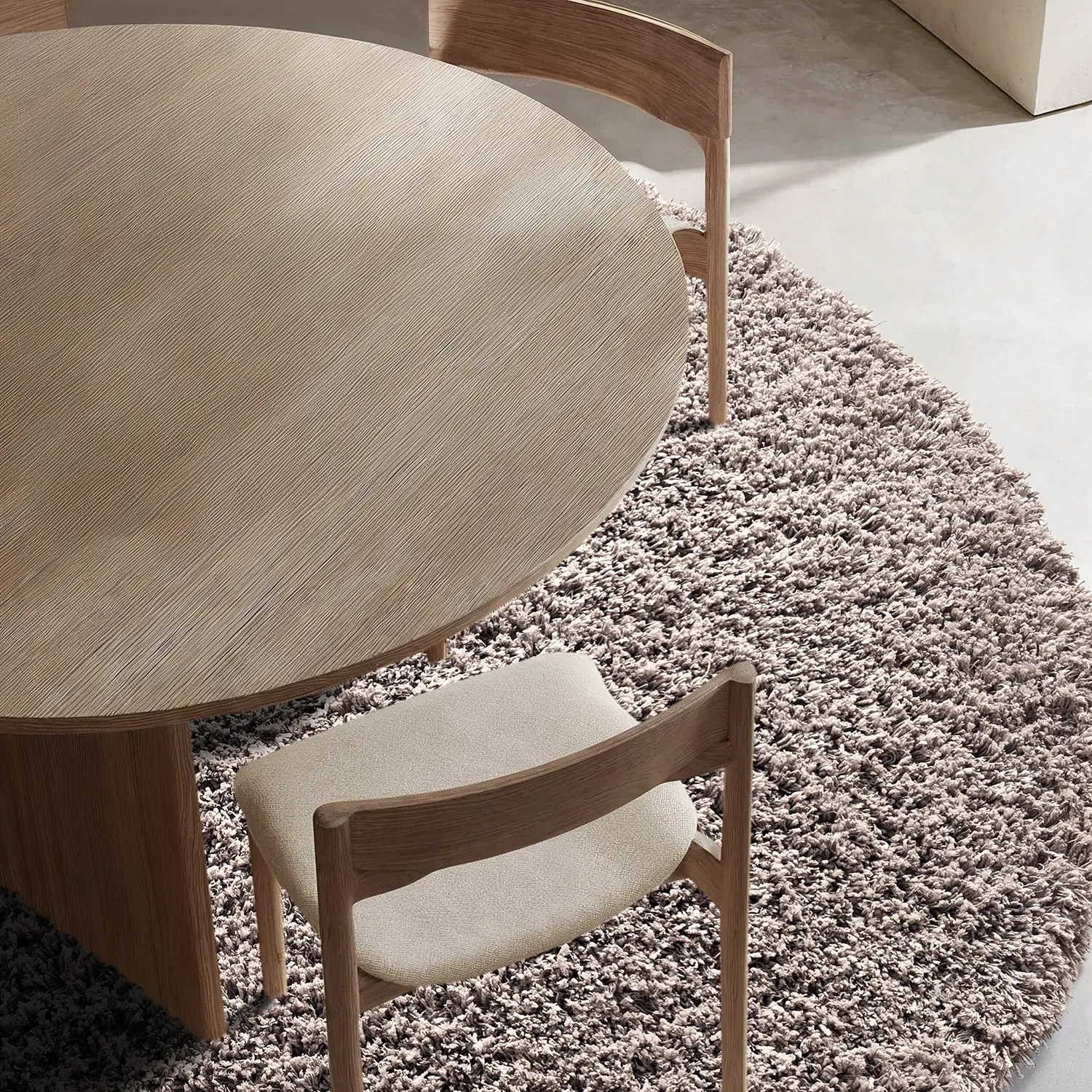 Tapis rond - Combarro Solid Cotton Shaggy (taupe)