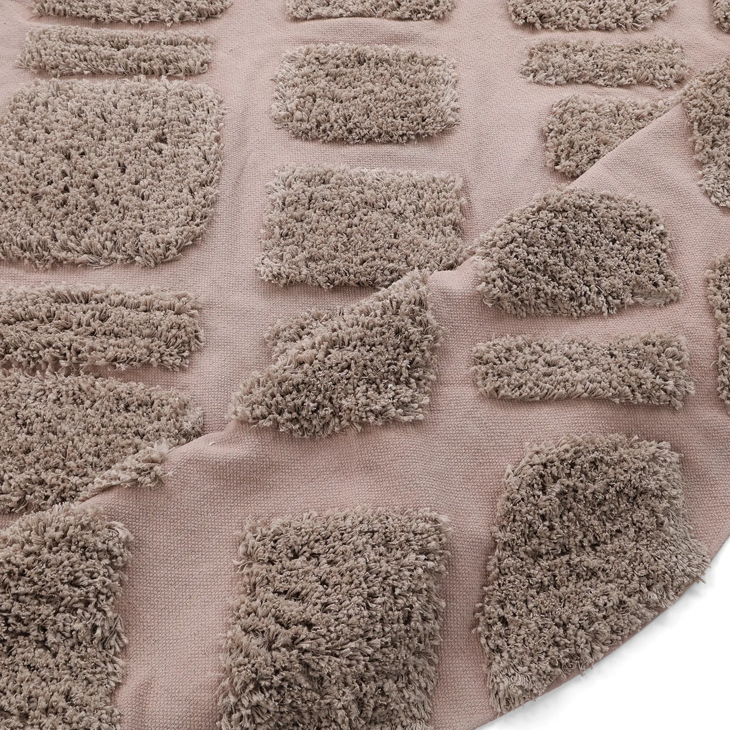Tapis rond - Otranto Natural Cotton Shaggy (taupe)