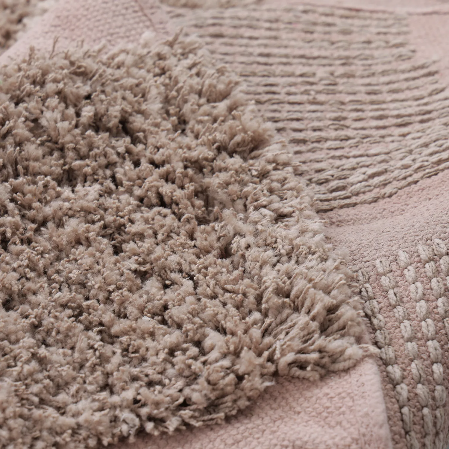 Tapis rond - Otranto Natural Cotton Shaggy (taupe)