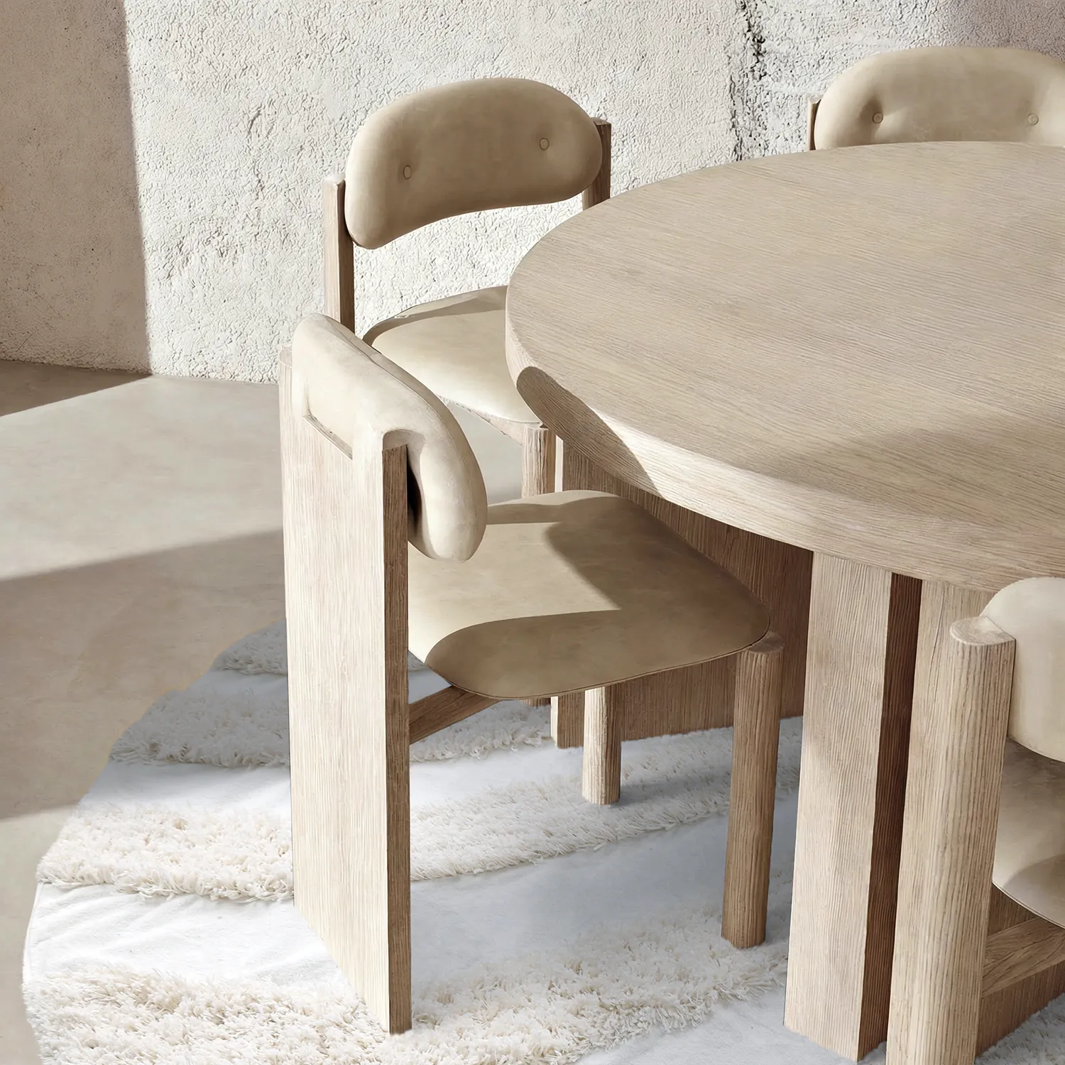 Tapis rond - Sivota Natural Cotton Shaggy (blanc cassé)
