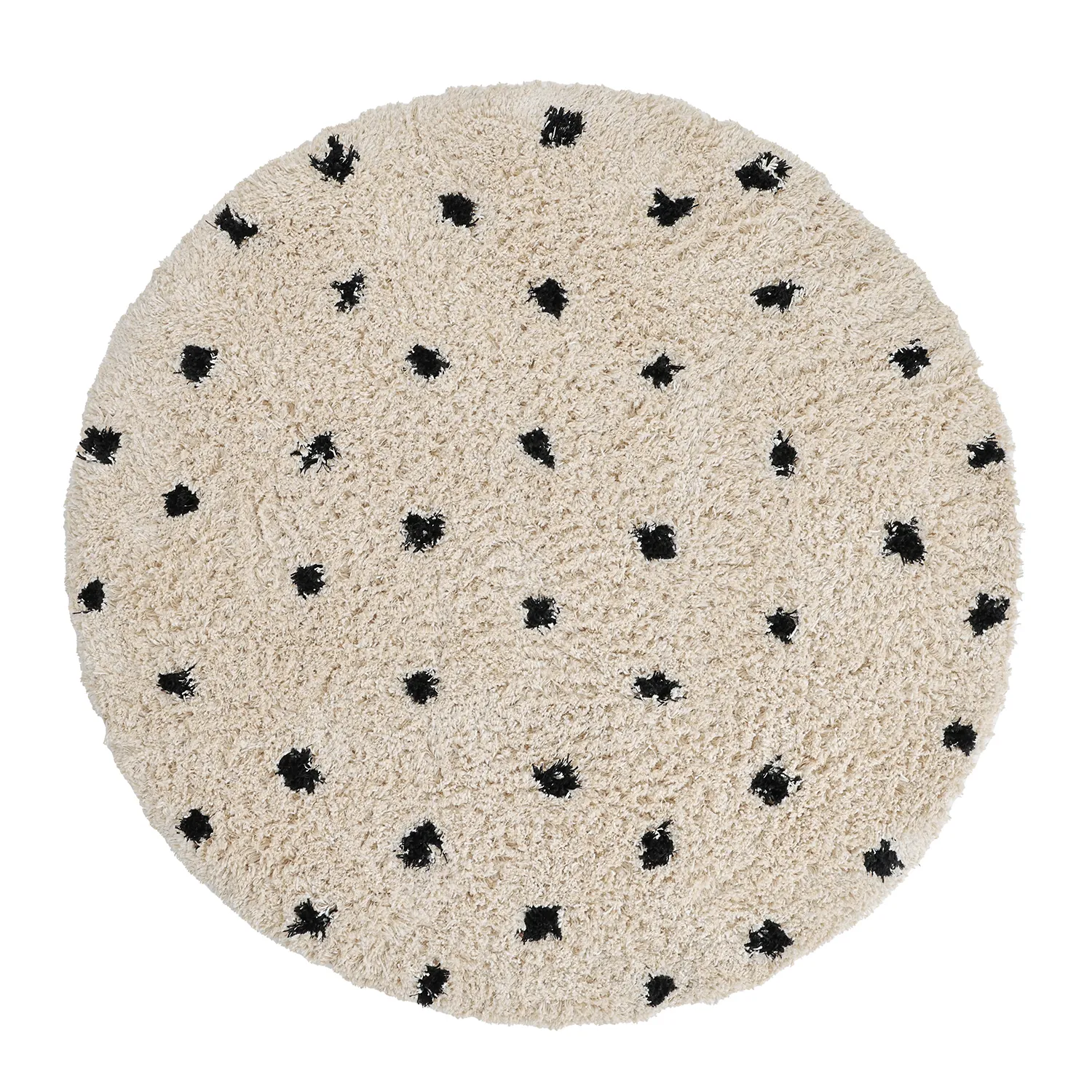Tapis rond - Soria Natural Cotton Shaggy (blanc cassé/noir)