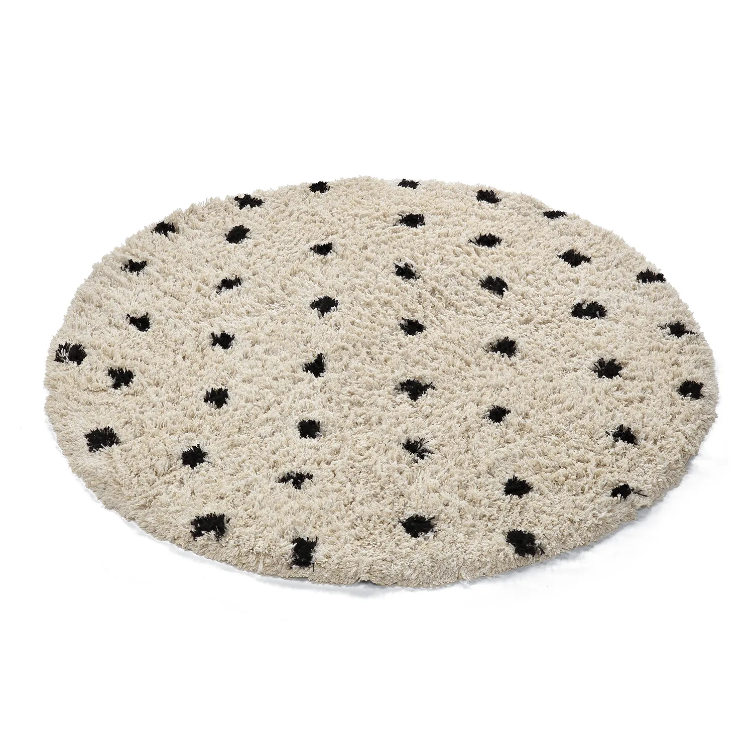 Tapis rond - Soria Natural Cotton Shaggy (blanc cassé/noir)