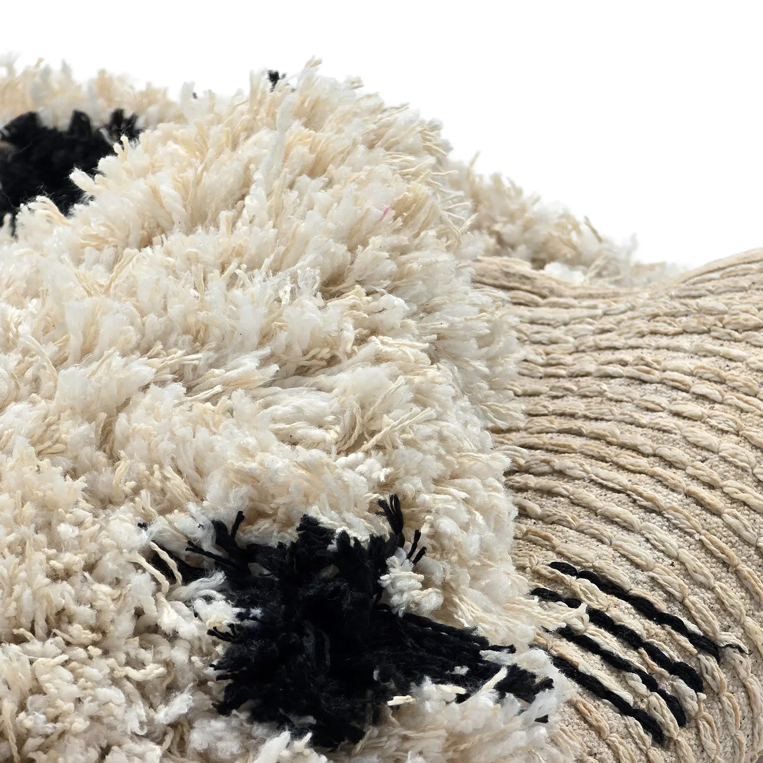 Tapis rond - Soria Natural Cotton Shaggy (blanc cassé/noir)