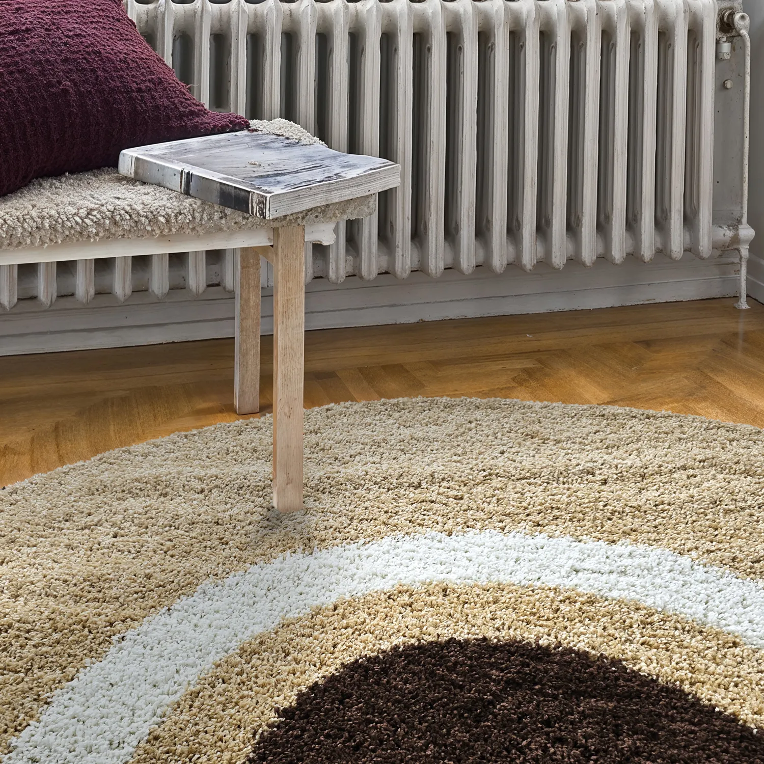 Tapis ronds - Alsace (beige/blanc/marron)