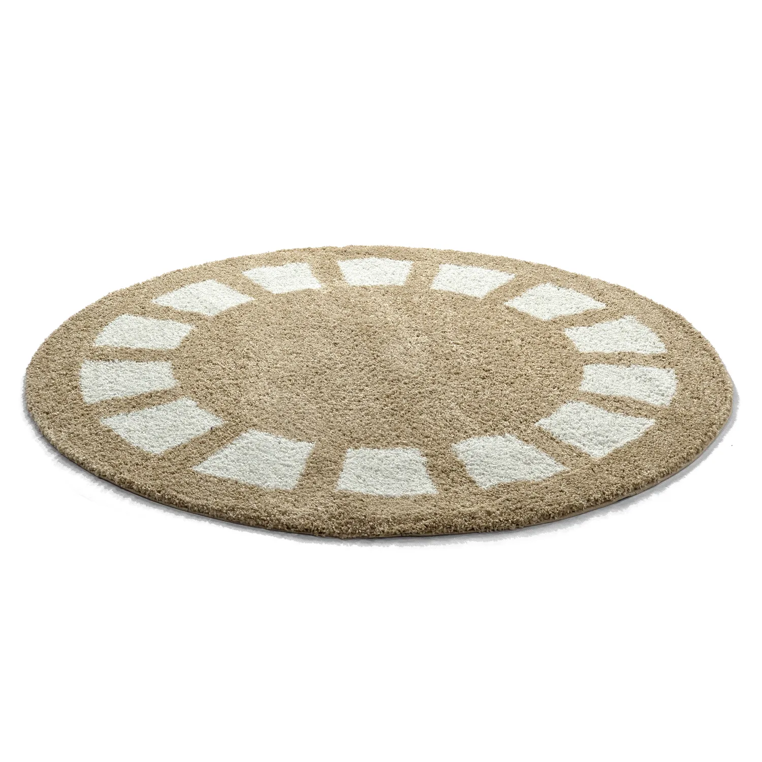 Tapis ronds - Asilah (beige/blanc)