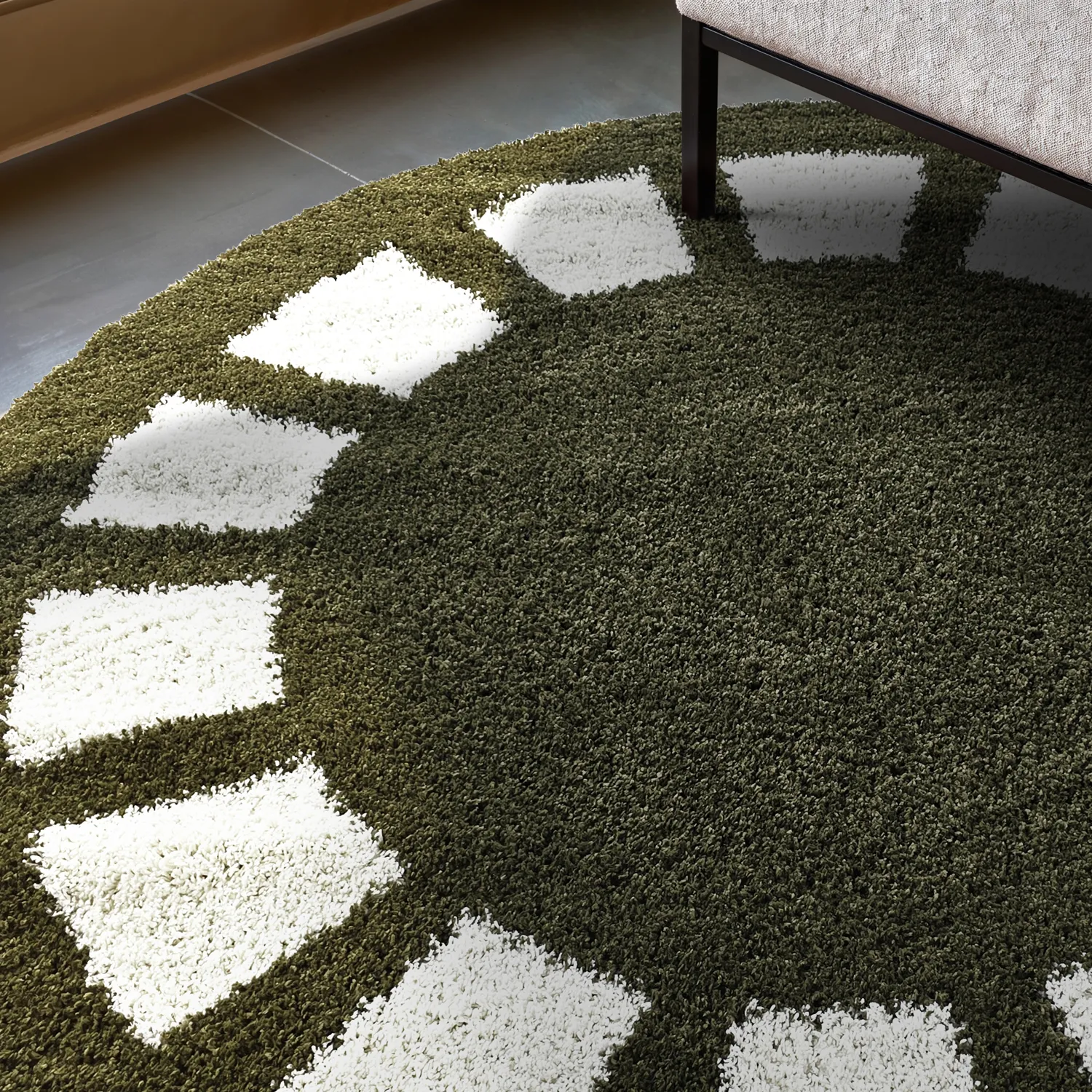 Tapis ronds - Asilah (vert/blanc)